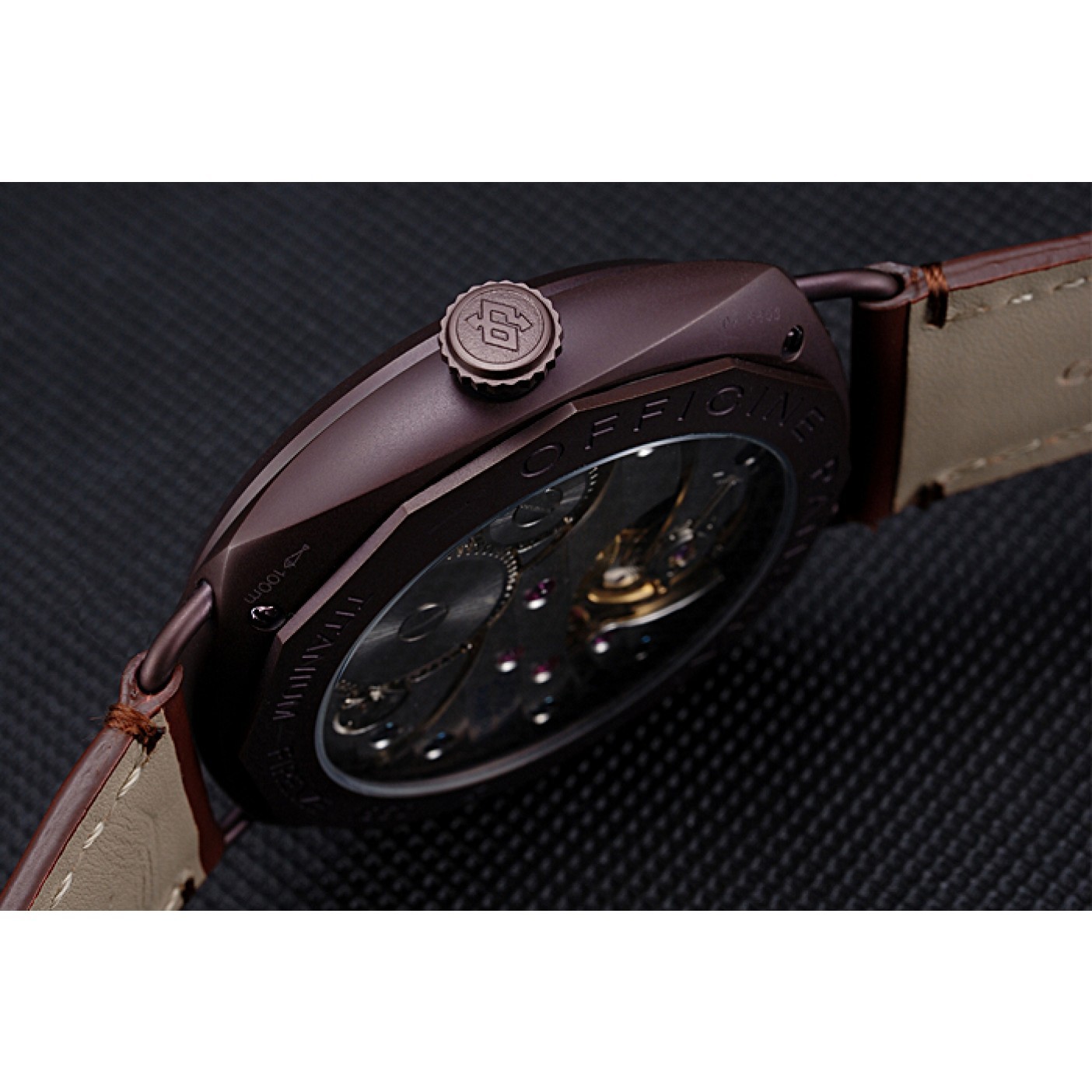MiroTime Panerai Luminor Marina Militare Purple Stainless Steel Bezel Brown Bracelet 622321