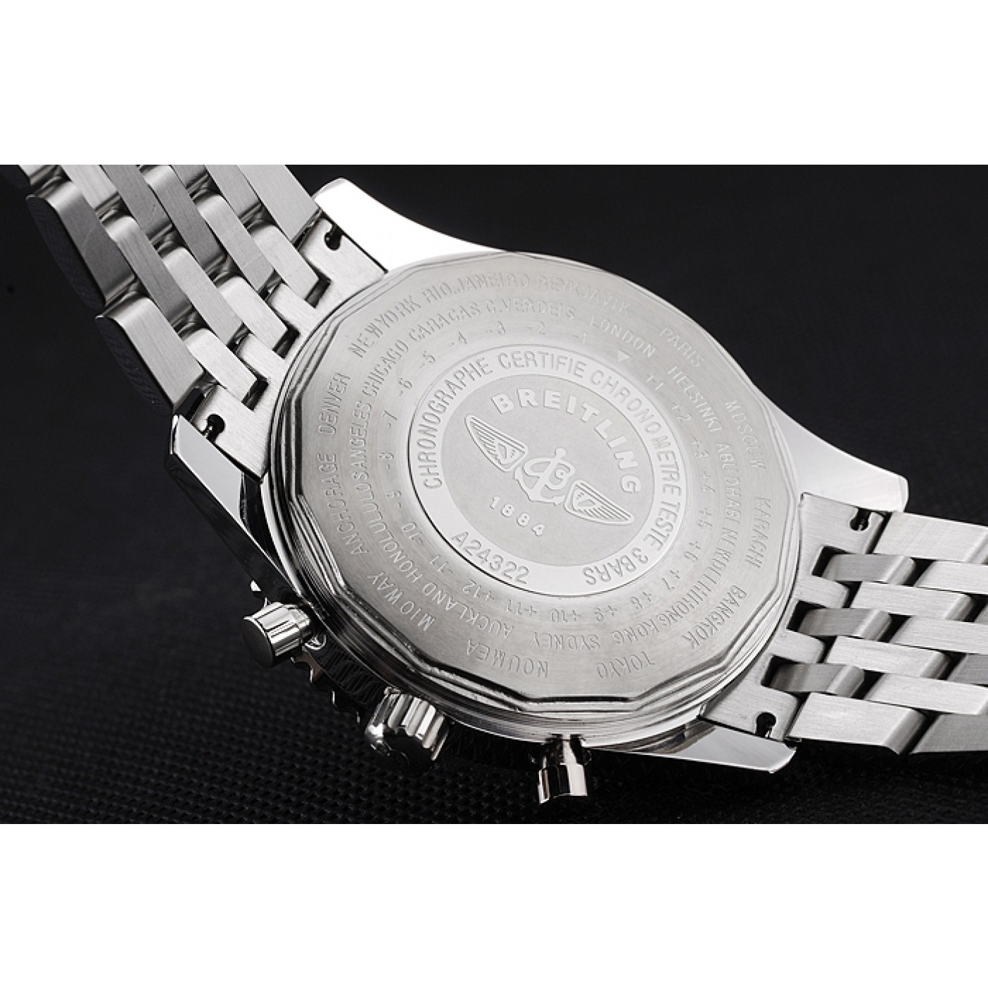MiroTime Breitling Navitimer World Black Dial Stainless Steel Bracelet 622512