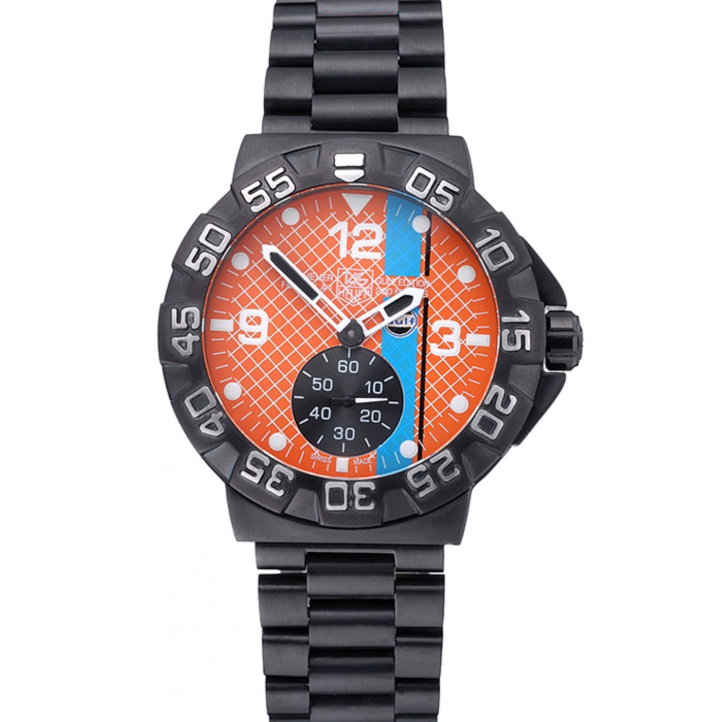 MiroTime Tag Heuer Formula One Special Gulf Edition Orange And Blue Dial Ion Plated Steinless Steel Bracelet 622291