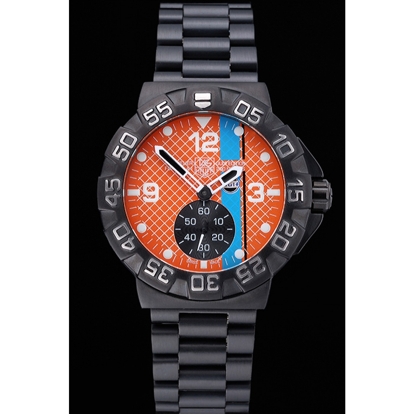MiroTime Tag Heuer Formula One Special Gulf Edition Orange And Blue Dial Ion Plated Steinless Steel Bracelet 622291
