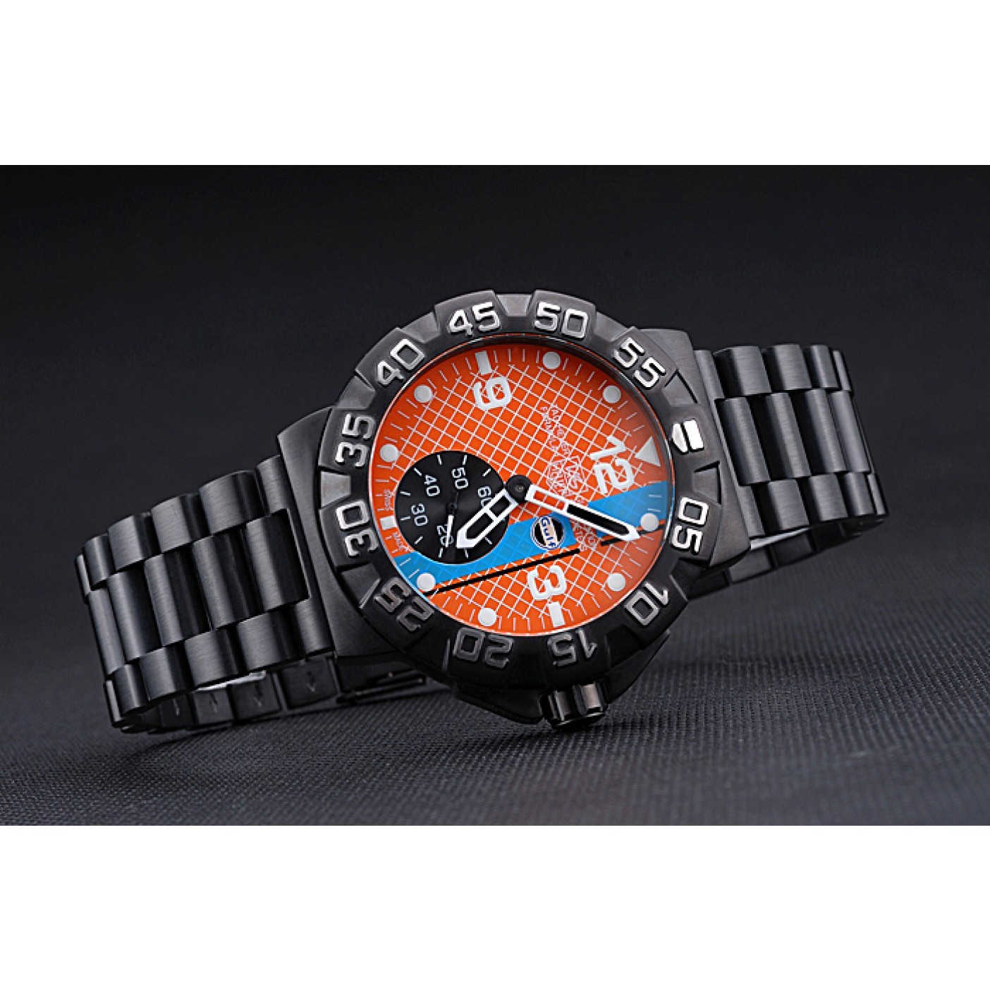 MiroTime Tag Heuer Formula One Special Gulf Edition Orange And Blue Dial Ion Plated Steinless Steel Bracelet 622291