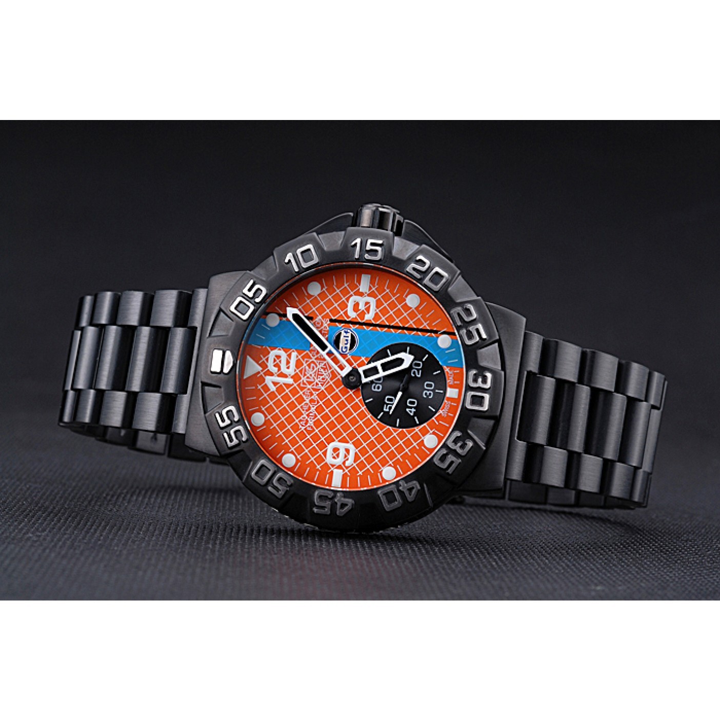 MiroTime Tag Heuer Formula One Special Gulf Edition Orange And Blue Dial Ion Plated Steinless Steel Bracelet 622291