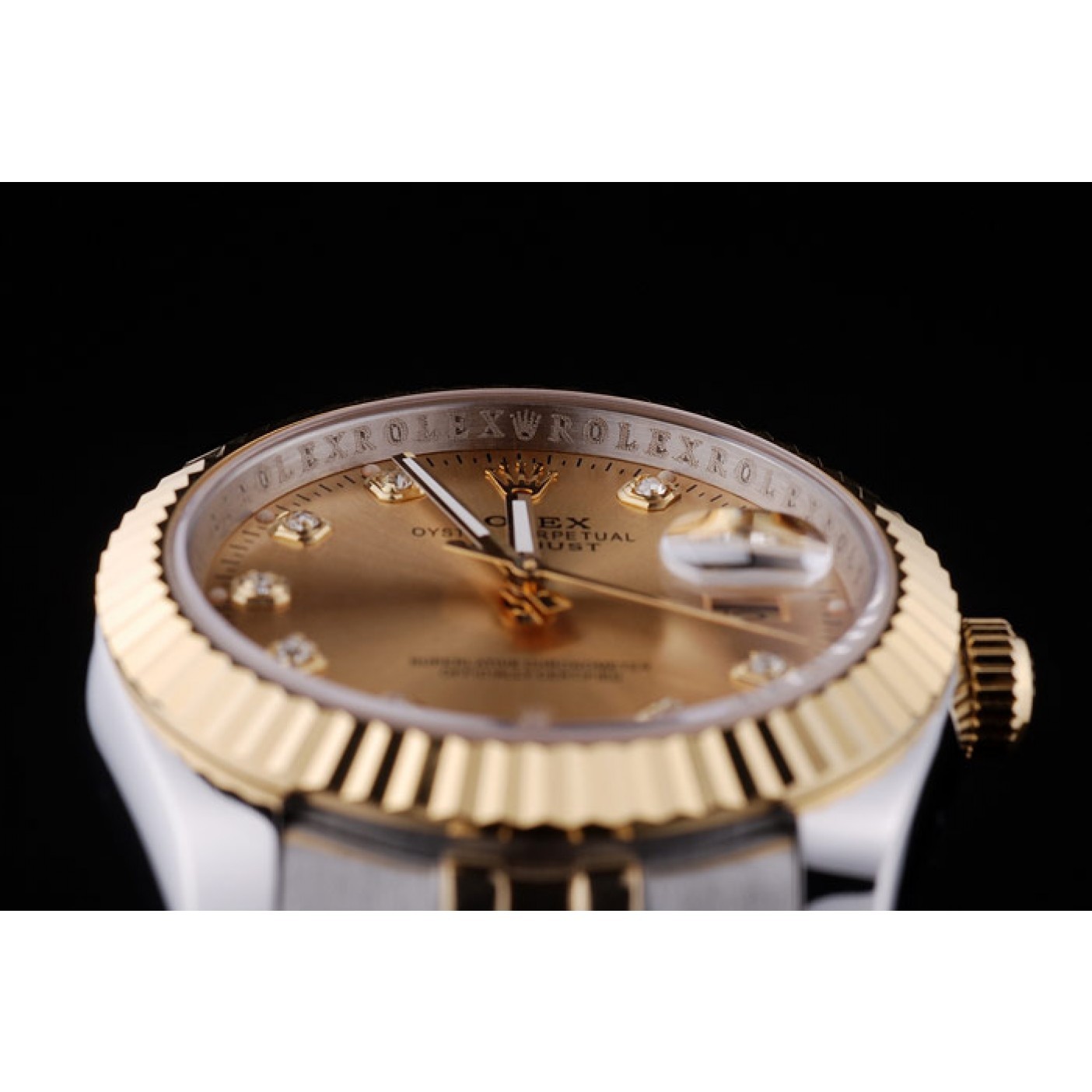 MiroTime Rolex Datejust Gold Dial Diamonds Ribbed Bezel 7452