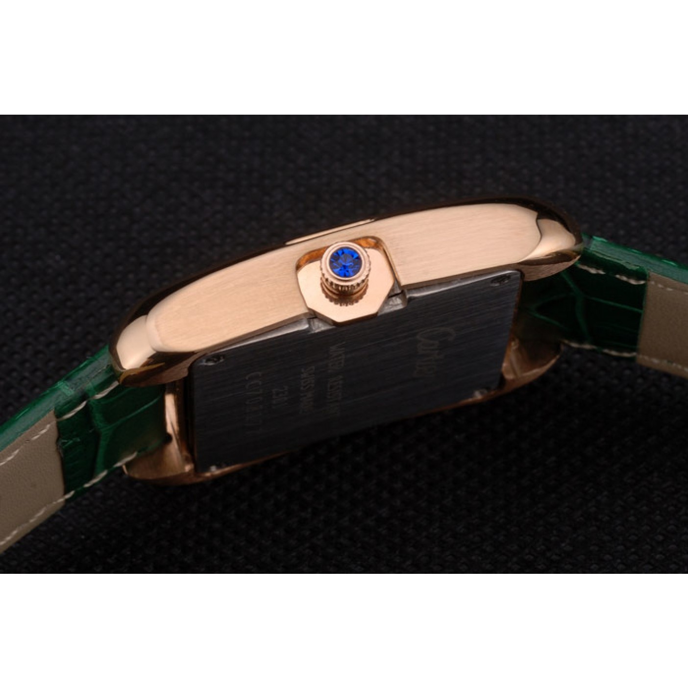 MiroTime Cartier Tank Anglaise 30mm White Dial Gold Case Green Leather Bracelet