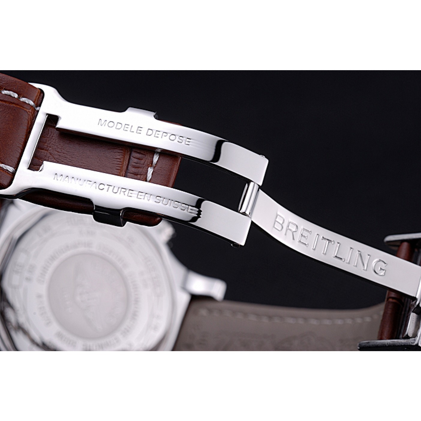 MiroTime Breitling Chronomat Evolution White Dial Brown Leather Bracelet 622517