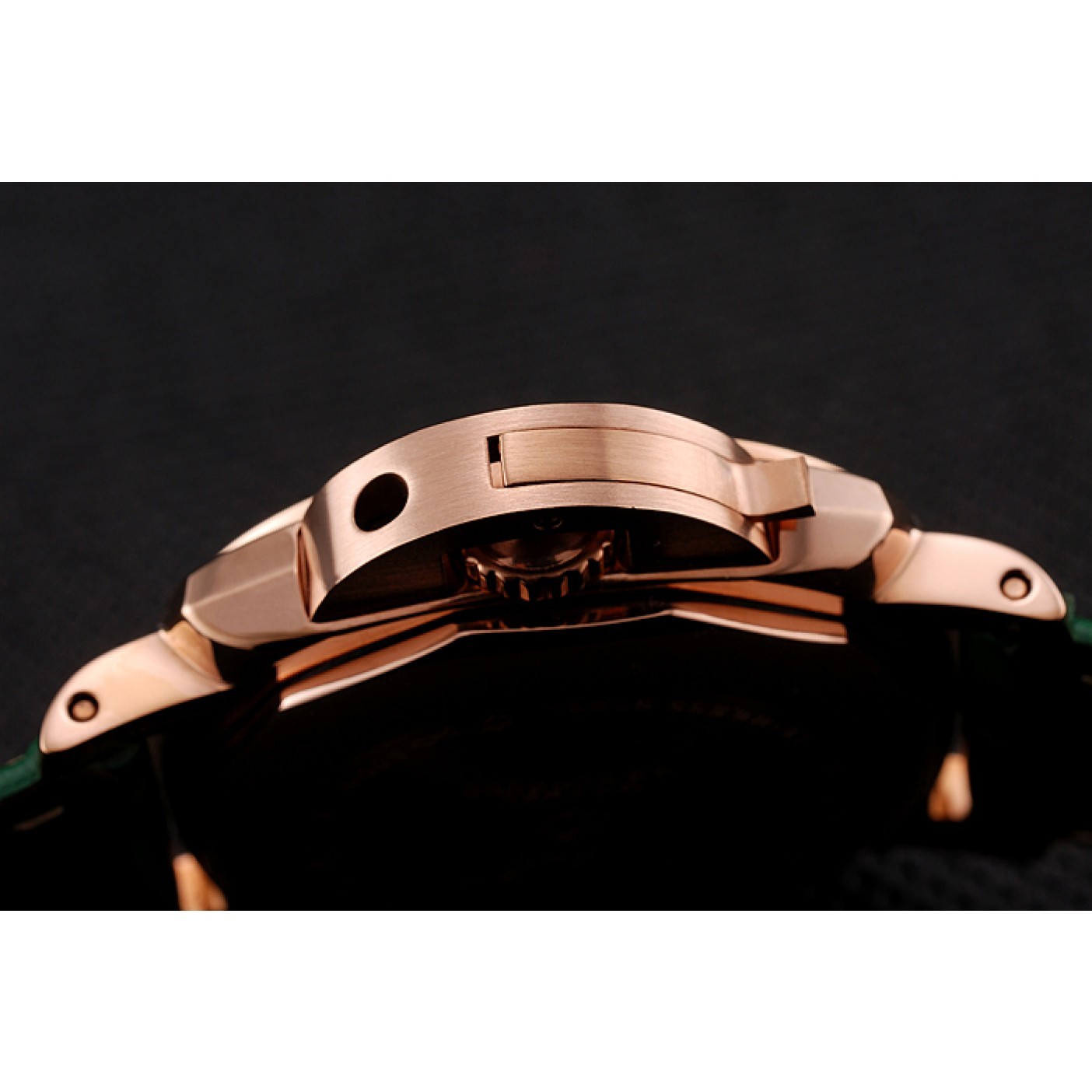 MiroTime Panerai Radiomir White Dial Diamond Bezel Rose Gold Case Green Leather Strap 1453803