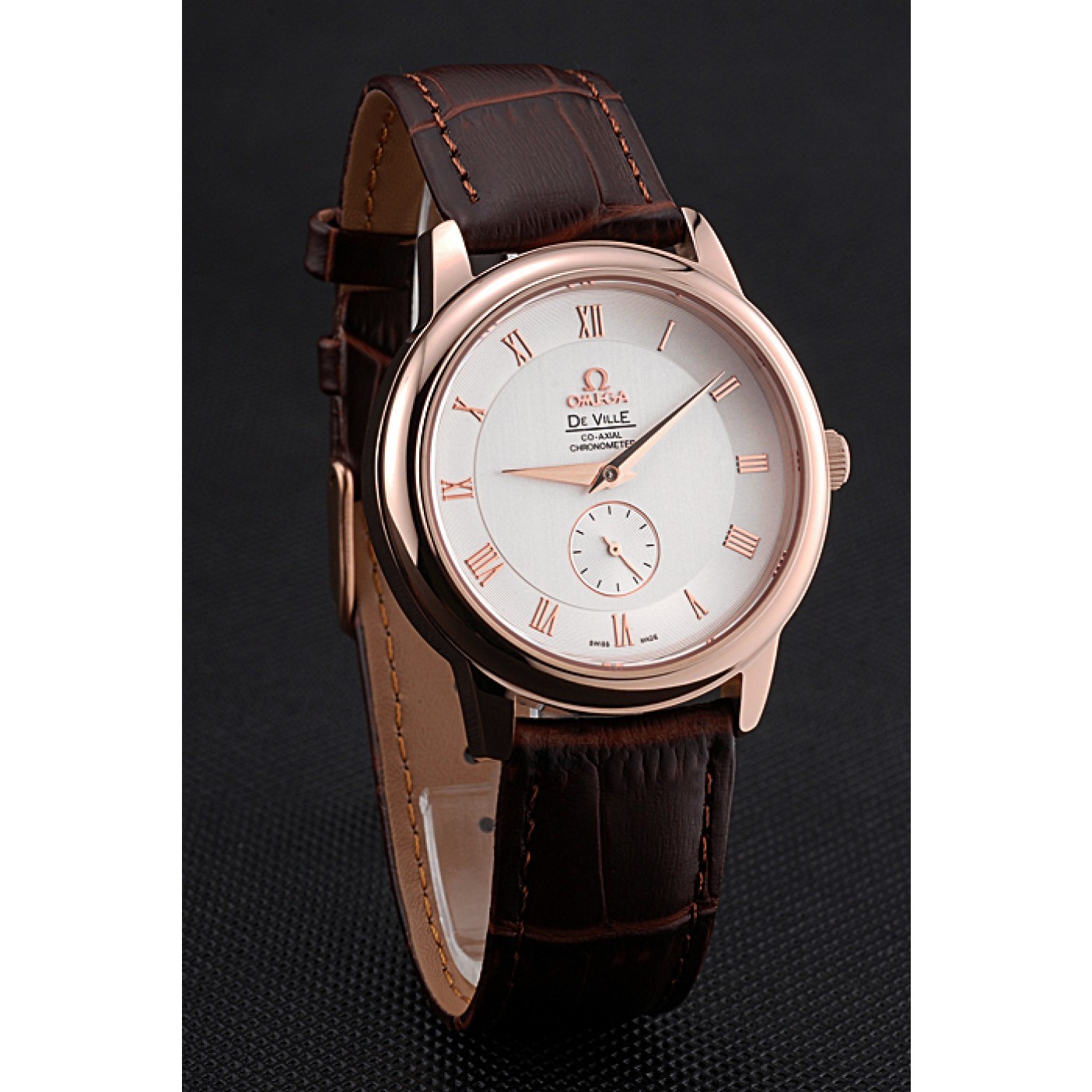 MiroTime Omega DeVille Prestige Small Seconds White Dial Gold Case Brown Leather Bracelet 622603