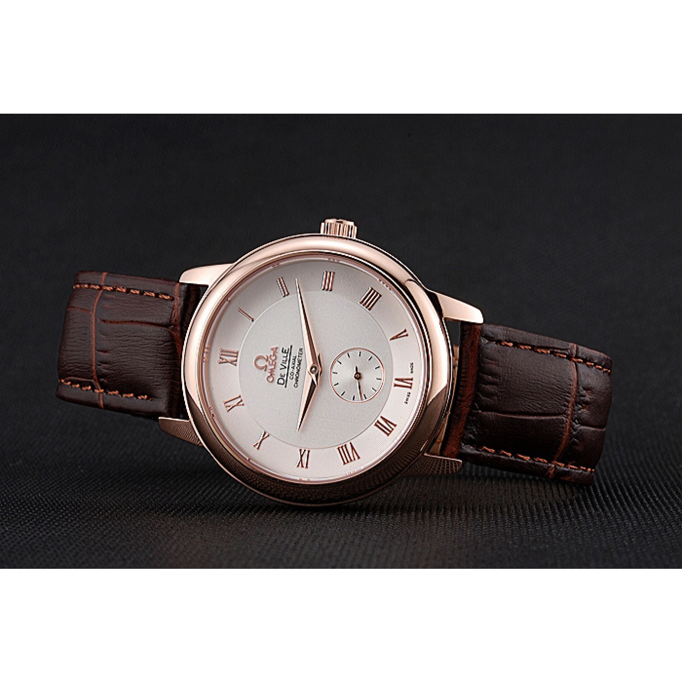 MiroTime Omega DeVille Prestige Small Seconds White Dial Gold Case Brown Leather Bracelet 622603