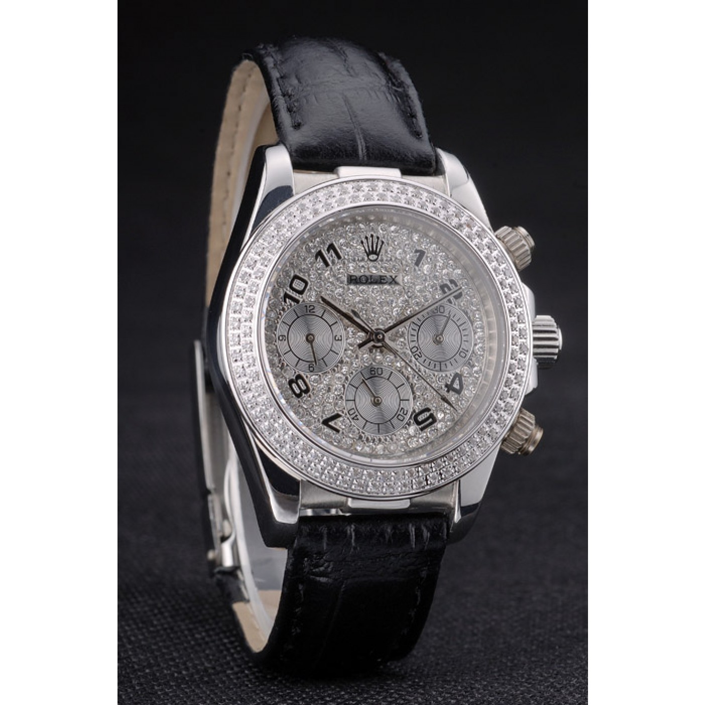 MiroTime Rolex Daytona Lady Stainless Steel Case Crystal Studded Bezel Crystal Studded Dial