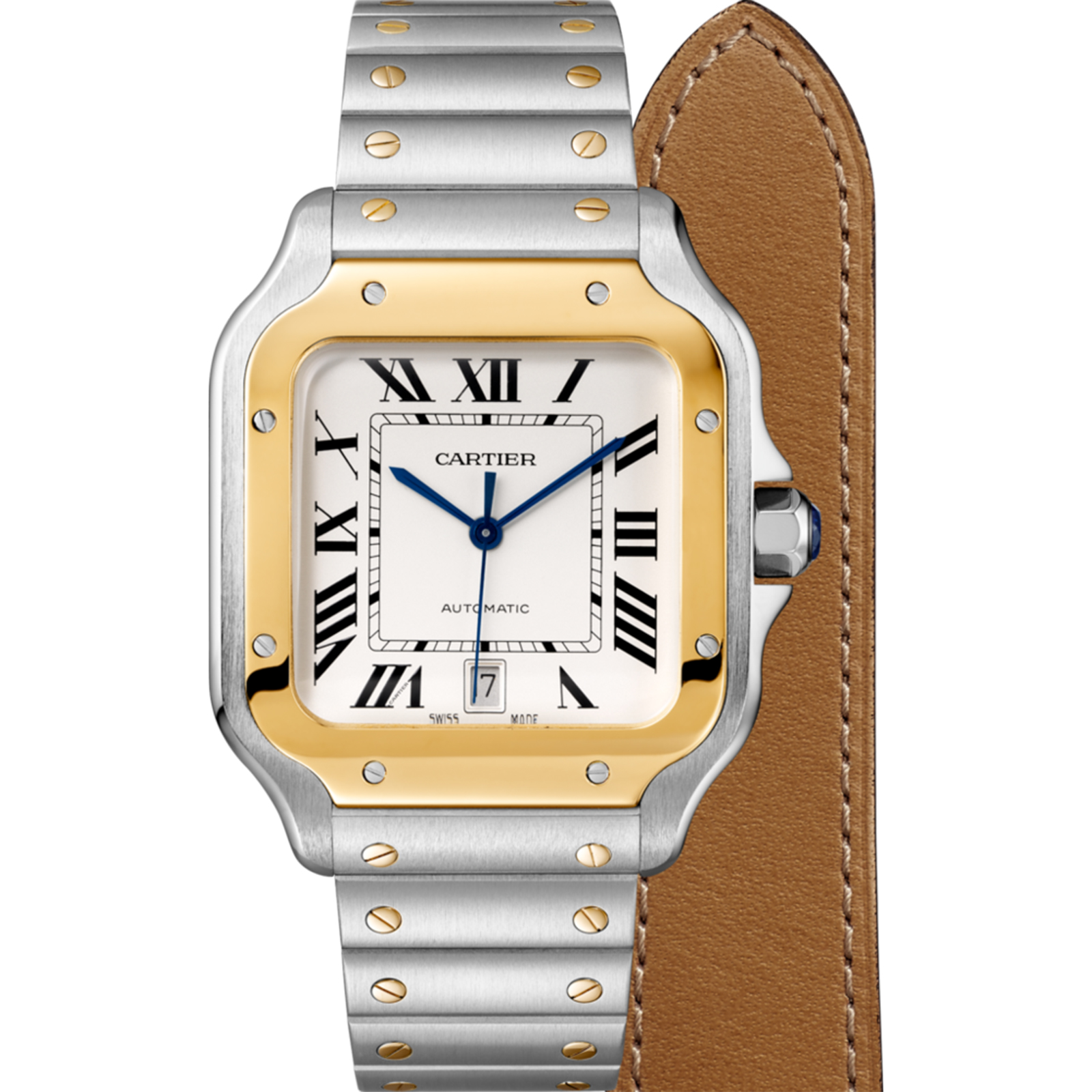 MiroTime Swiss Santos de Cartier, Large model, yellow gold & steel