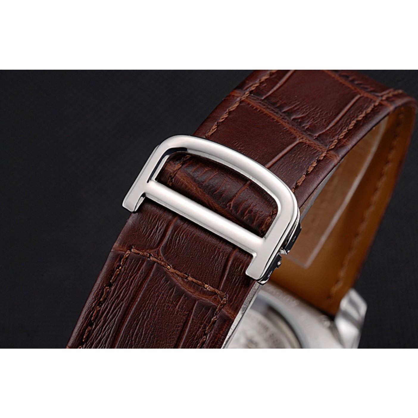 MiroTime Cartier Calibre Tourbillon White Dial Stainless Steel Case Brown Leather Strap 622750