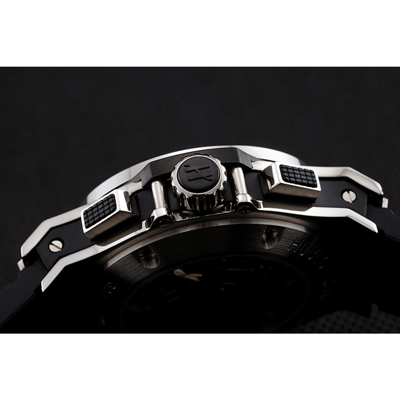 MiroTime Swiss Hublot Big Bang Carbon Effect Dial Silver Case Black Rubber Bracelet 1453899