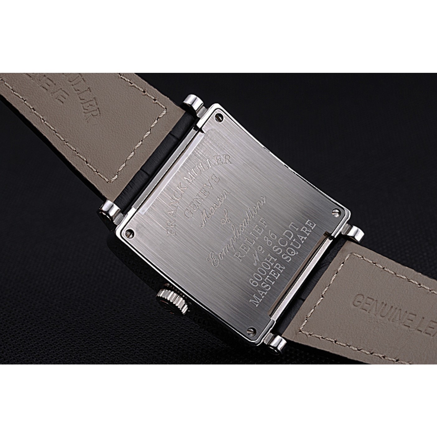 MiroTime Franck Muller Master Square Diamonds Dial Diamonds Case Black Leather Band 622358