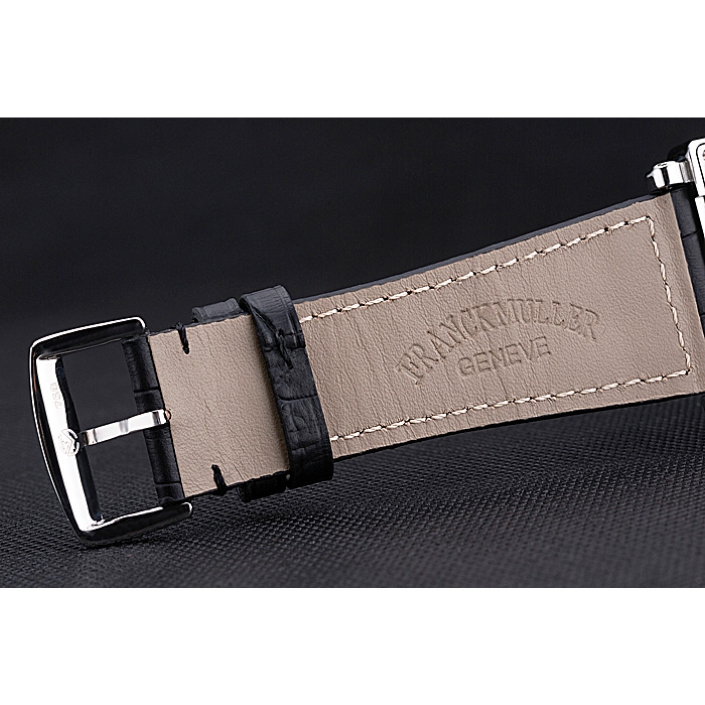 MiroTime Franck Muller Master Square Diamonds Dial Diamonds Case Black Leather Band 622358