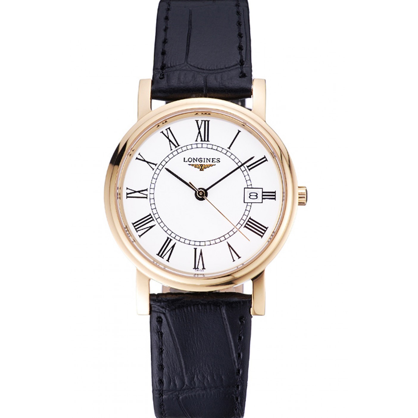 MiroTime Longines La Grande Classique Round White Dial Gold Case Black Leather Band 622382