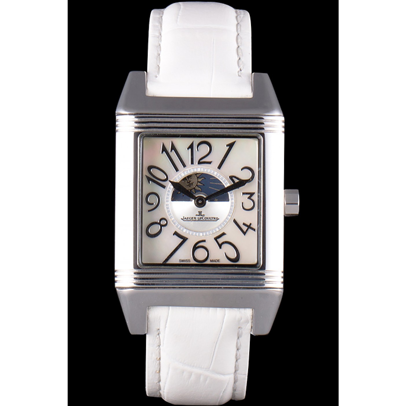MiroTime Jaeger le Coultre Reverso Squadro Lady White Leather Strap Pearl Dial 41970