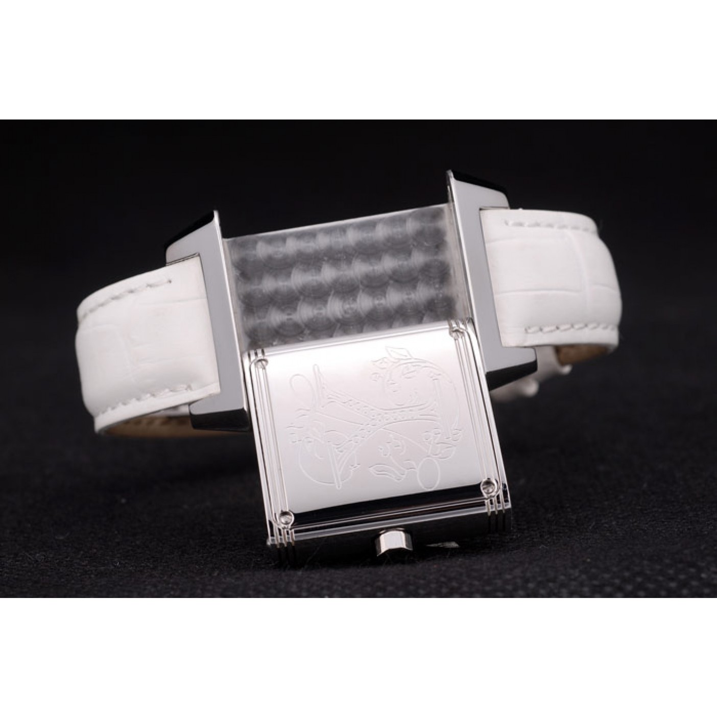 MiroTime Jaeger le Coultre Reverso Squadro Lady White Leather Strap Pearl Dial 41970