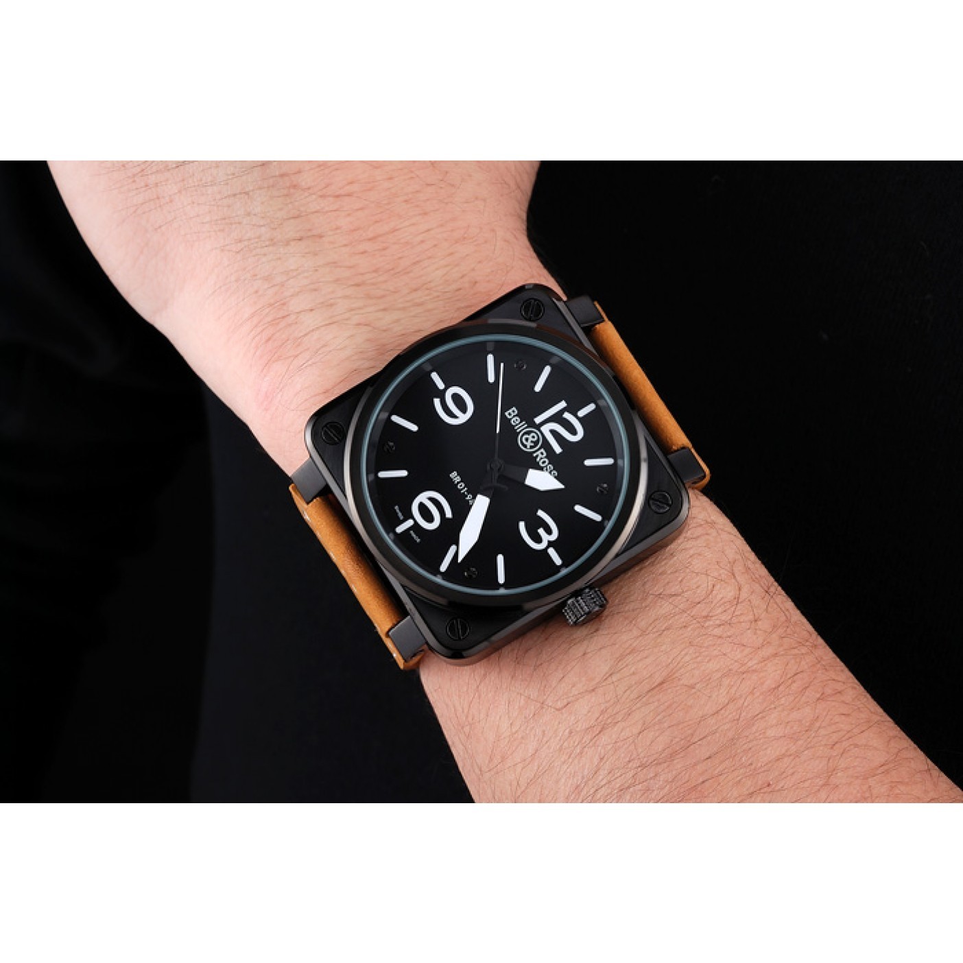 MiroTime Bell and Ross BR 01-94 Black Dial Black Case Brown Leather Strap