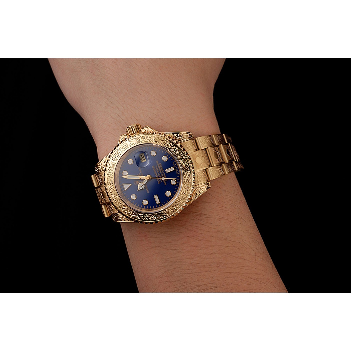 MiroTime Swiss Rolex Submariner Skull Limited Edition Blue Dial Gold Case And Bracelet 1454089
