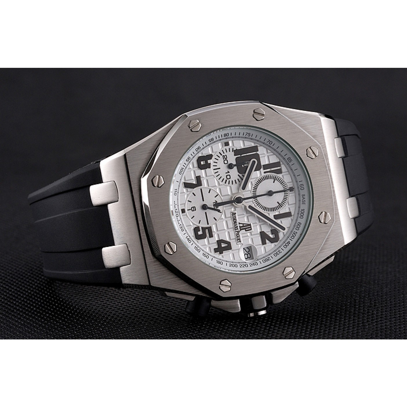 MiroTime Audemars Piguet Royal Oak Offshore White Dial Stainless Steel Case Black Rubber Strap