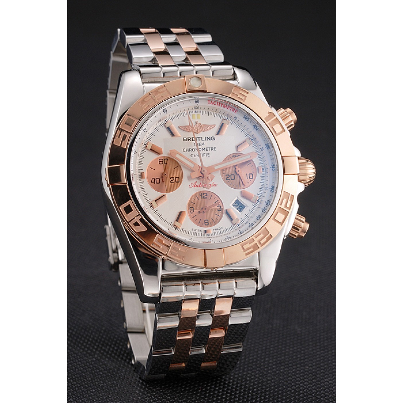 MiroTime Swiss Breitling Certifie Stainless Steel Bezel White Dial 80288