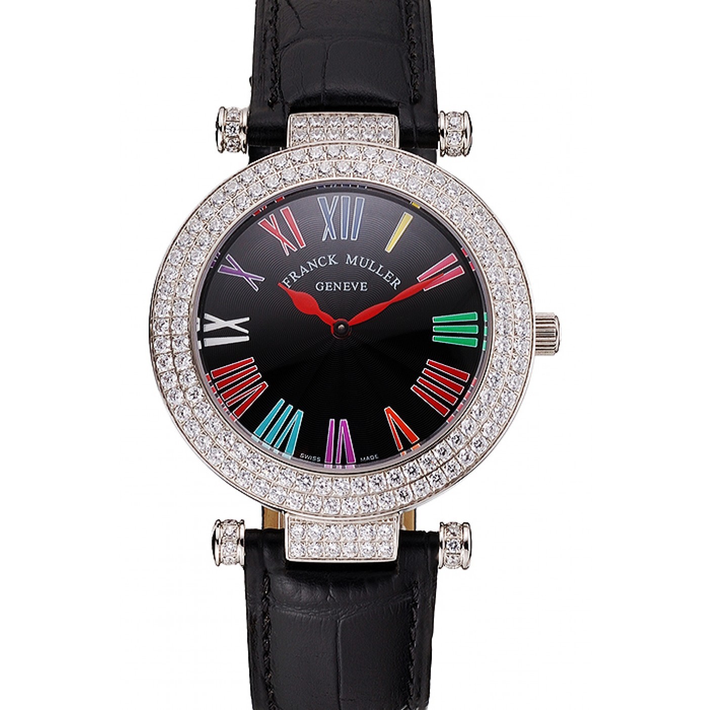 MiroTime Franck Muller Double Mistery Ronde Black Dial Stainless Steel Case Black Leather Strap