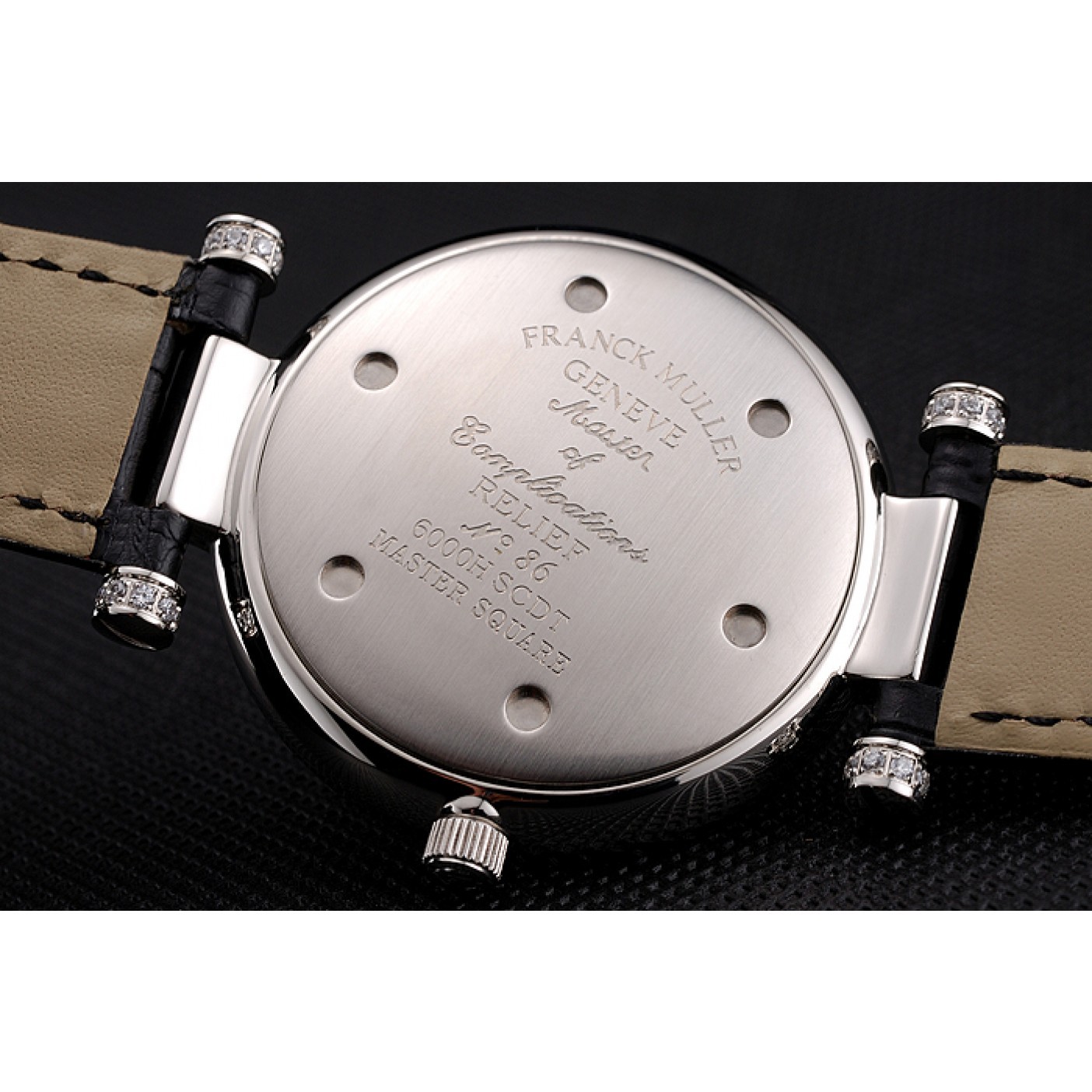 MiroTime Franck Muller Double Mistery Ronde Black Dial Stainless Steel Case Black Leather Strap