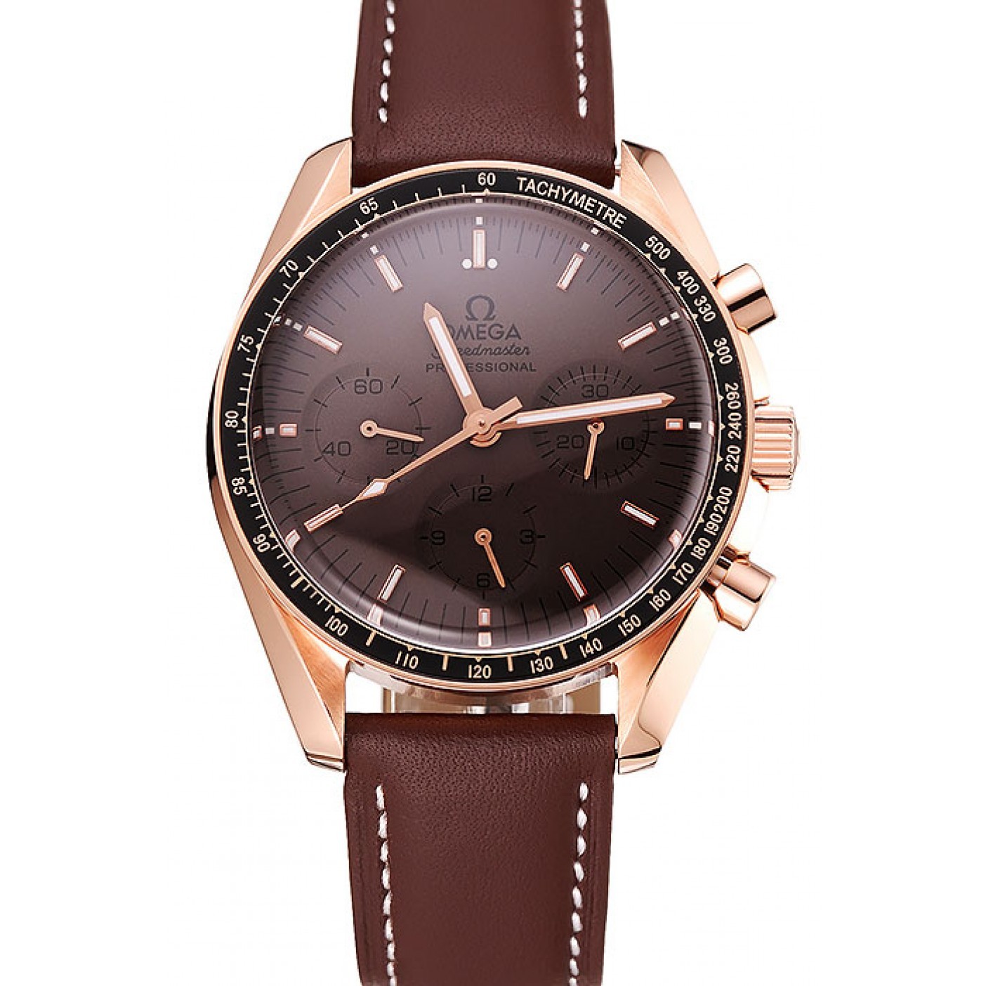 MiroTime Swiss Omega Speedmaster Professional Brown Dial Gold Case Brown Leather Bracelet 1453939