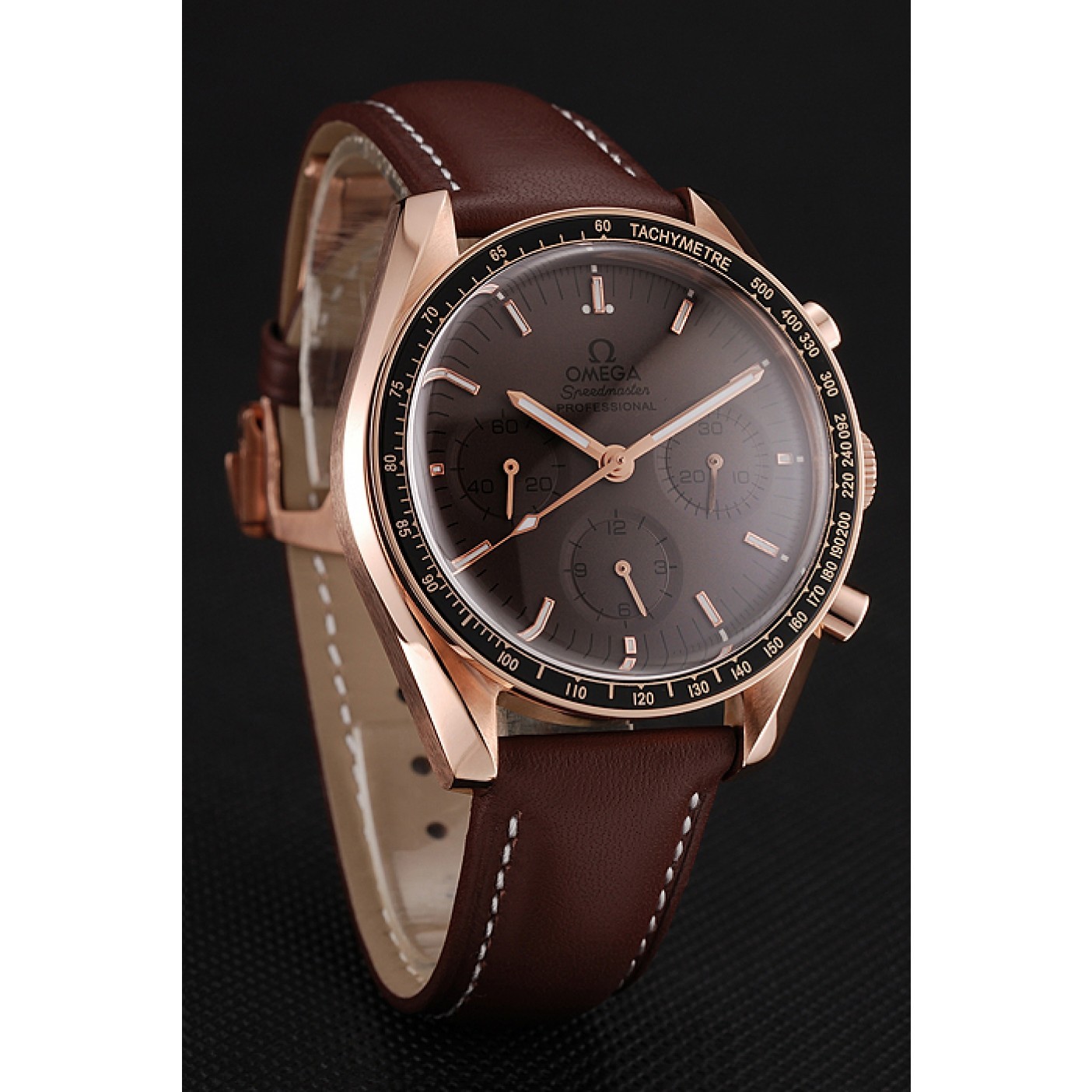MiroTime Swiss Omega Speedmaster Professional Brown Dial Gold Case Brown Leather Bracelet 1453939