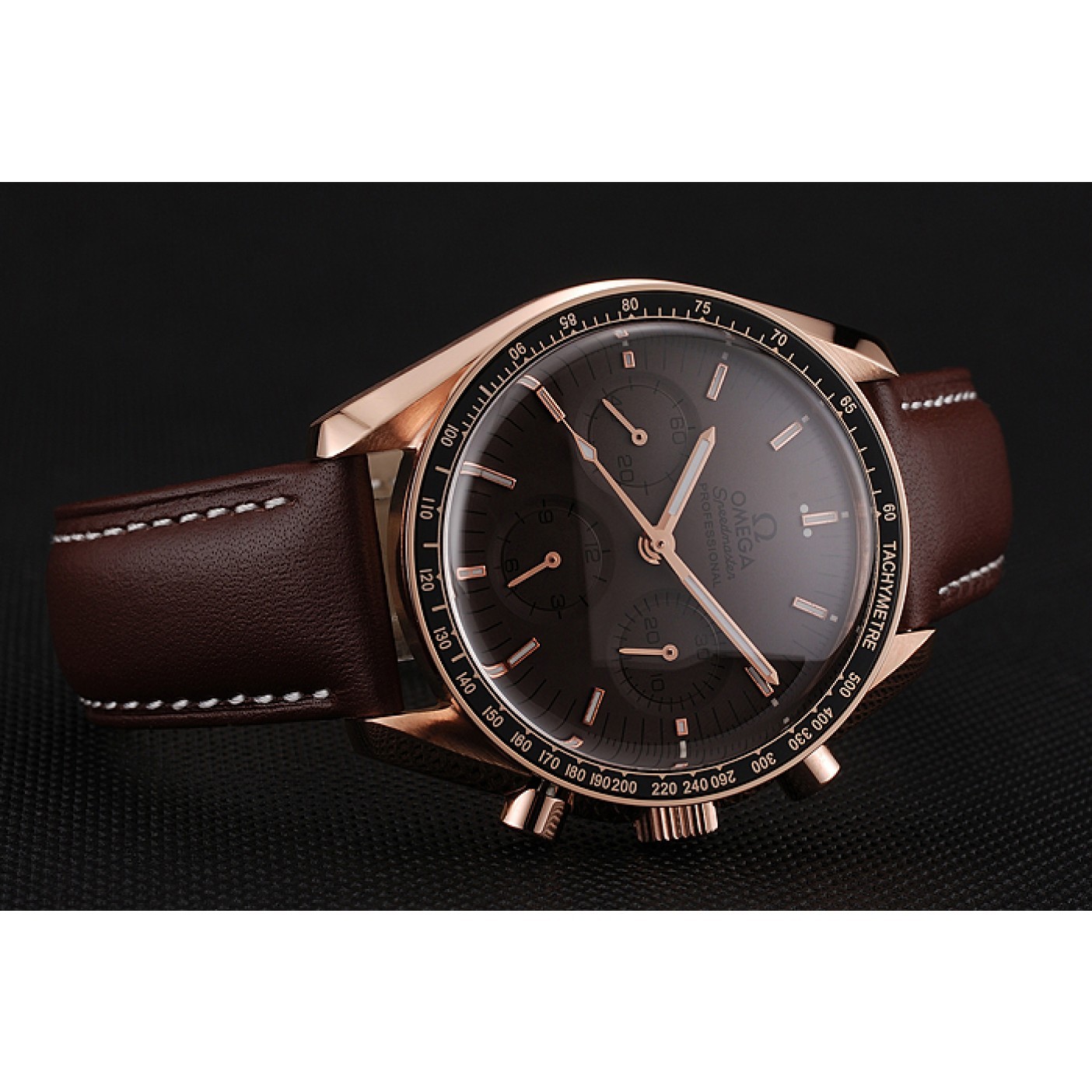 MiroTime Swiss Omega Speedmaster Professional Brown Dial Gold Case Brown Leather Bracelet 1453939