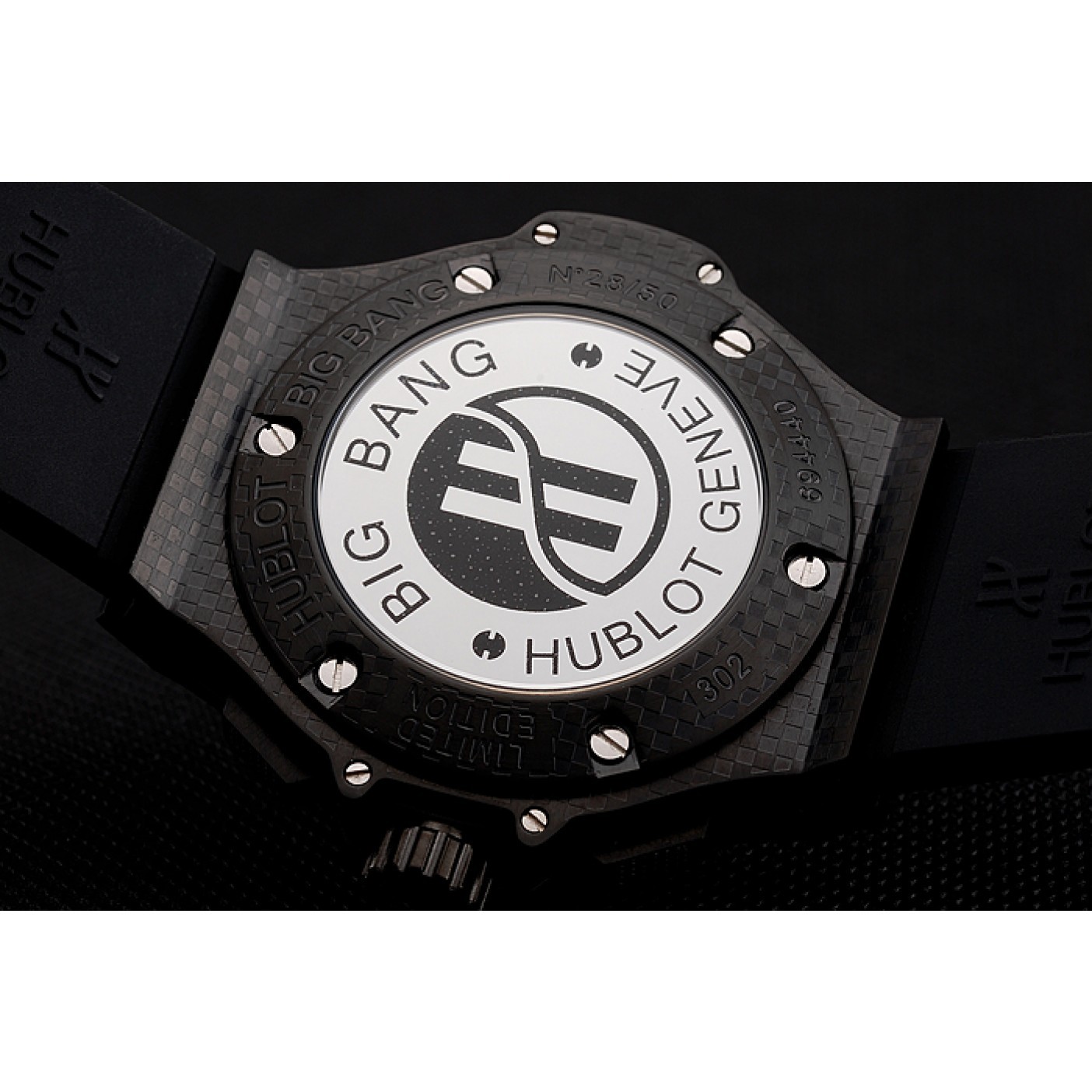 MiroTime Hublot Big Bang Carbon Dial With Red Markings Carbon Case And Bezel Black Rubber Strap 622775