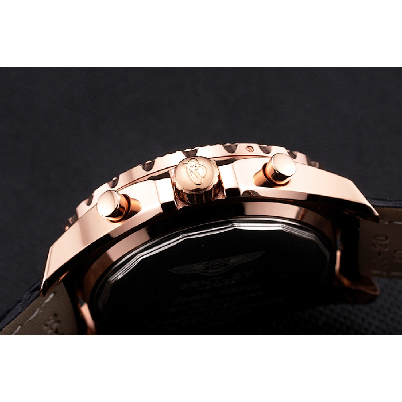 MiroTime Breitling For Bentley Mulliner Tourbillon Black Dial Rose Gold Case Black Leather Strap