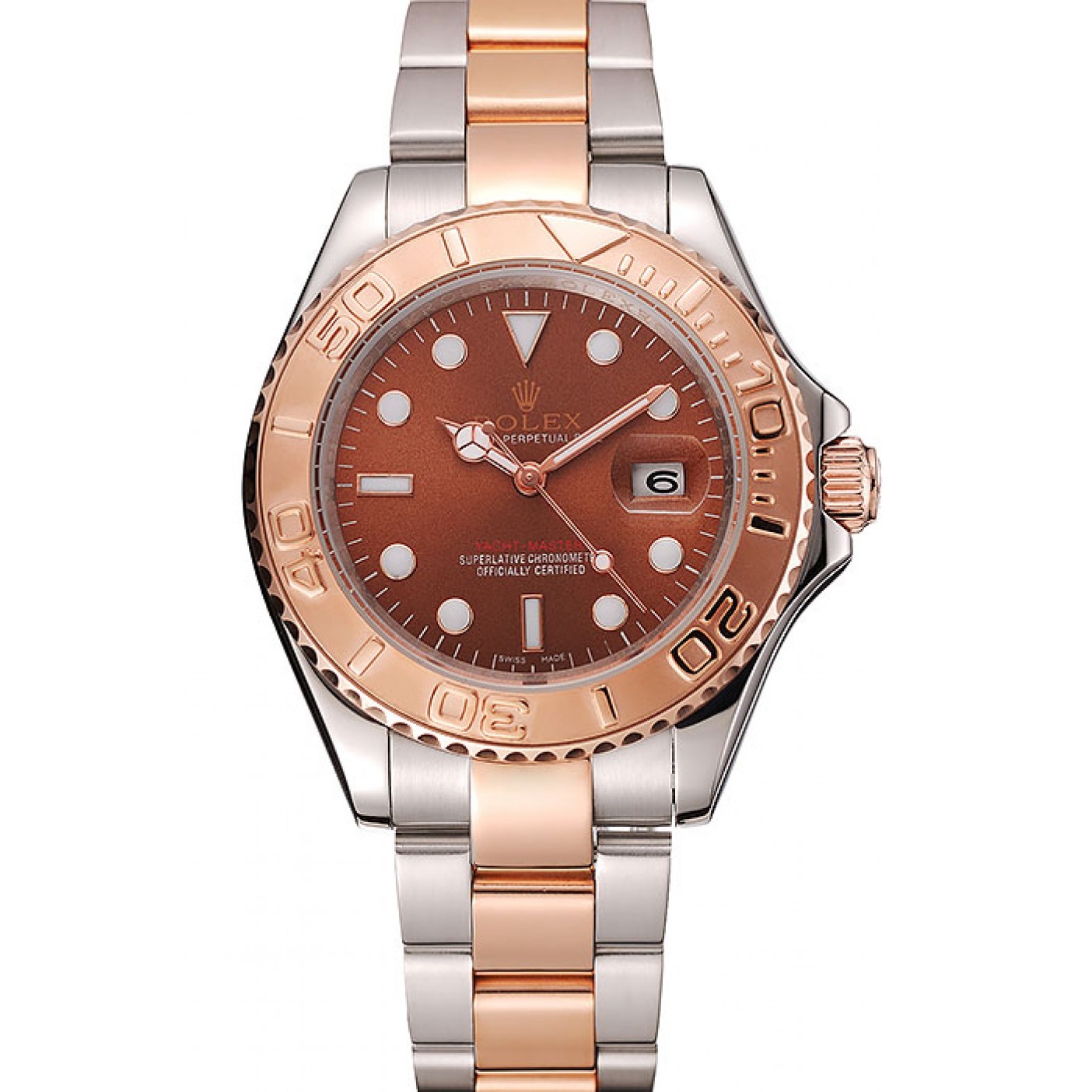 MiroTime Rolex Yacht Master Rose Gold Dial Two Tone Stainless Steel Bracelet 1453864