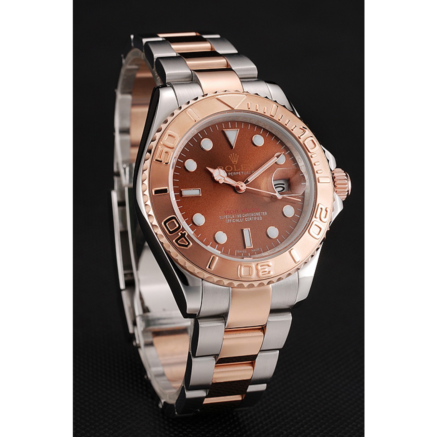 MiroTime Rolex Yacht Master Rose Gold Dial Two Tone Stainless Steel Bracelet 1453864