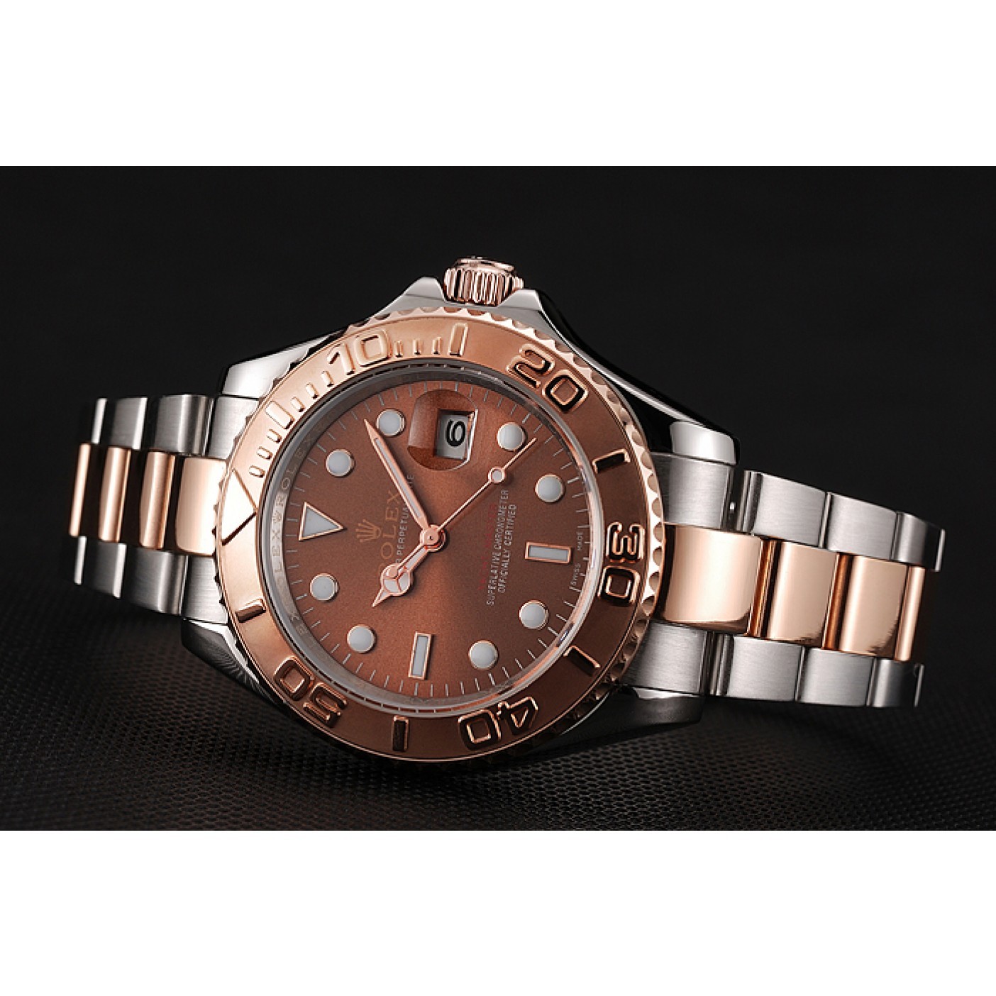 MiroTime Rolex Yacht Master Rose Gold Dial Two Tone Stainless Steel Bracelet 1453864