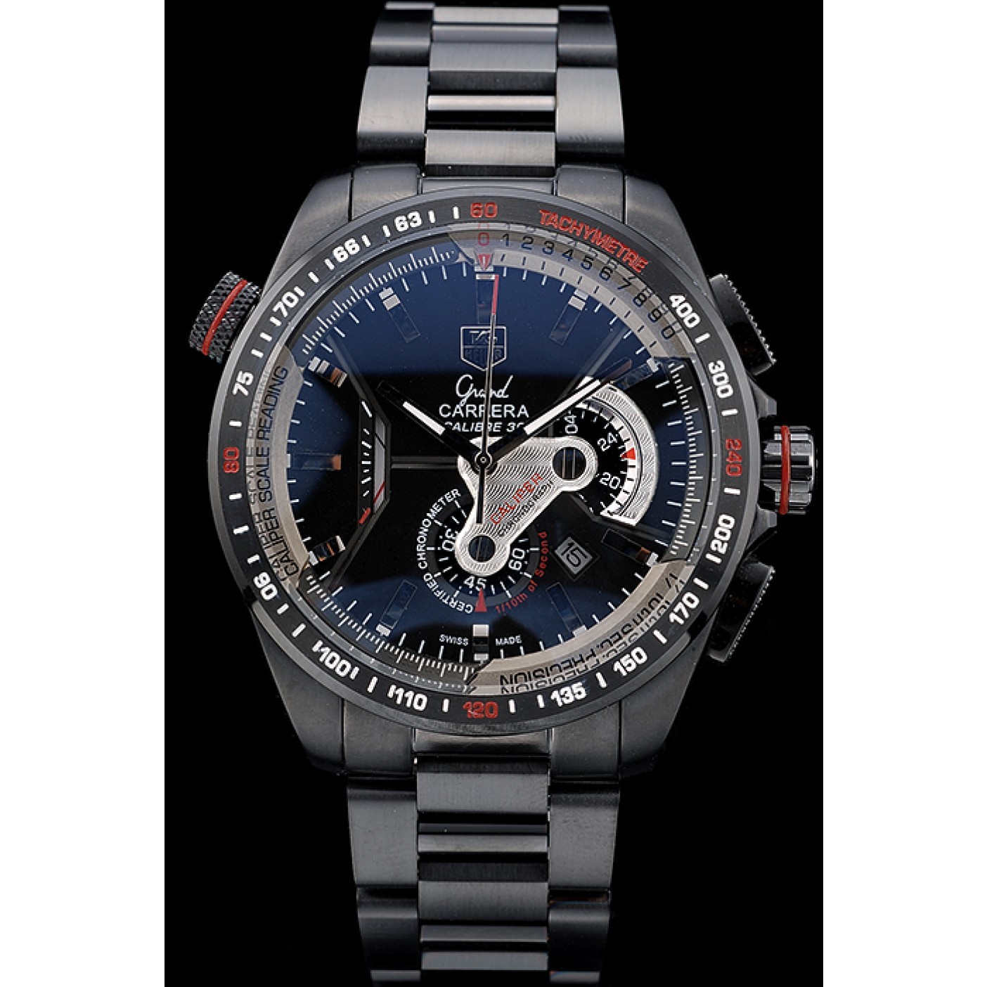 MiroTime Tag Heuer Carrera Black Stainless Steel Case Black Dial 98243