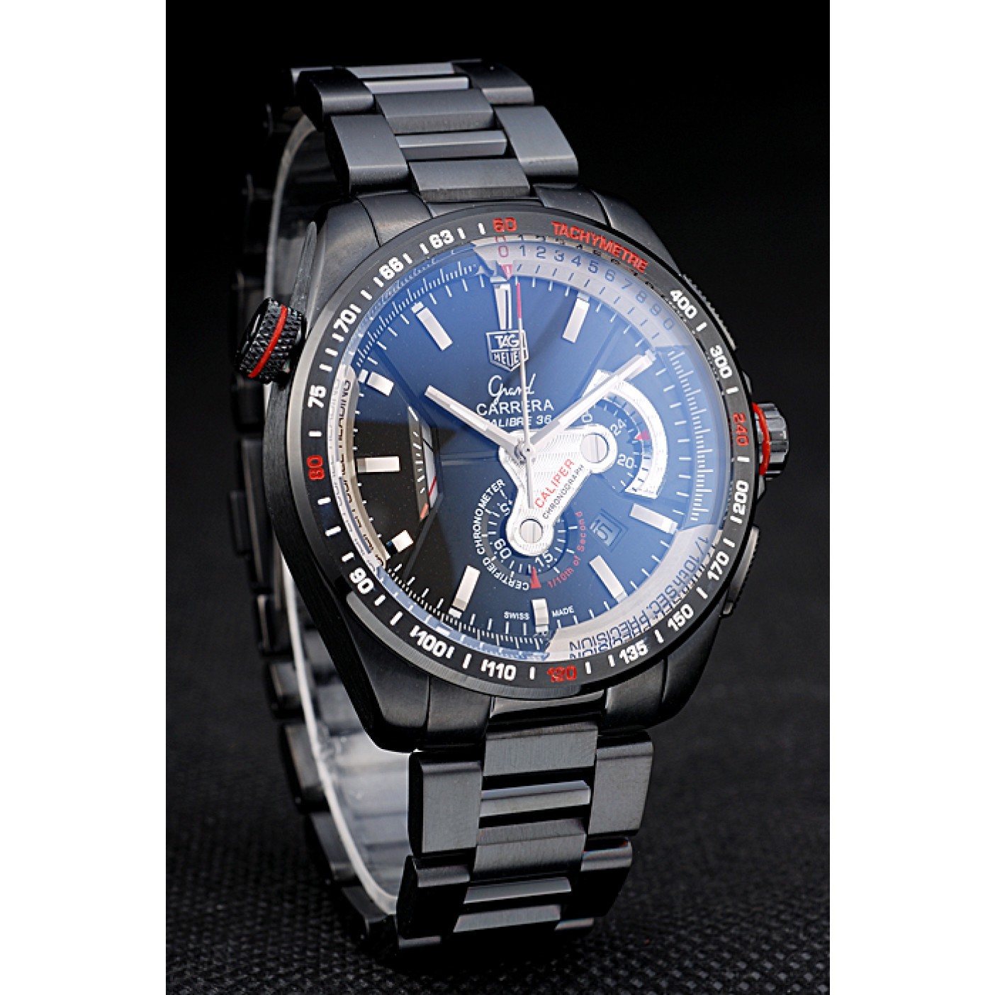 MiroTime Tag Heuer Carrera Black Stainless Steel Case Black Dial 98243