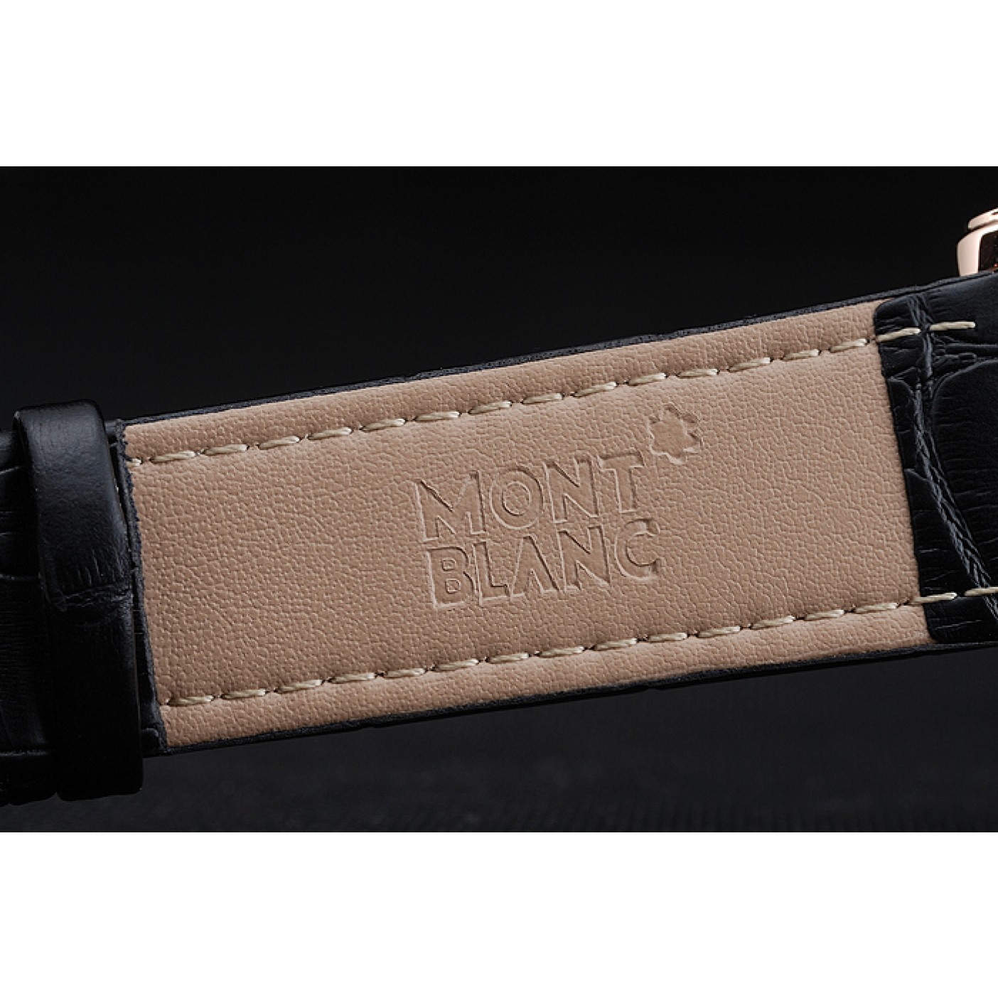 MiroTime Montblanc Chronograph Black Dial Black Leather Bracelet Rose-Gold Case 1454110