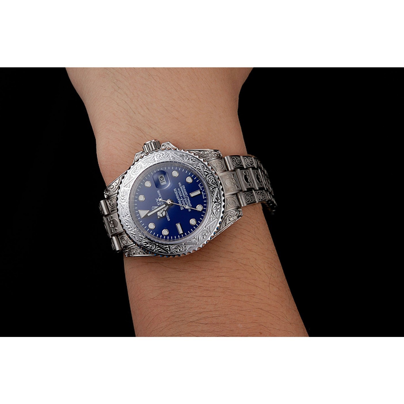 MiroTime Swiss Rolex Submariner Skull Limited Edition Blue Dial White Case And Bracelet 1454094