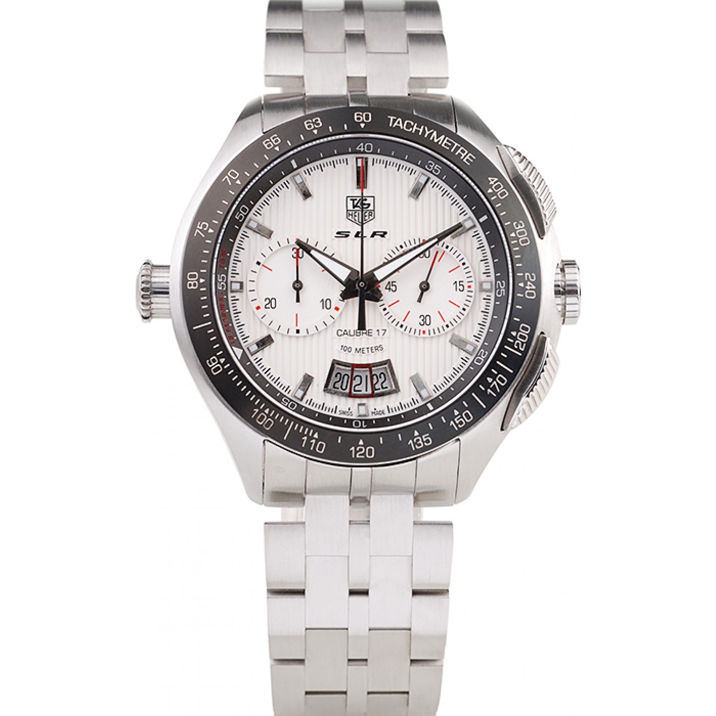 MiroTime Tag Heuer Swiss SLR Tachymeter Bezel Stainless Steel White Dial