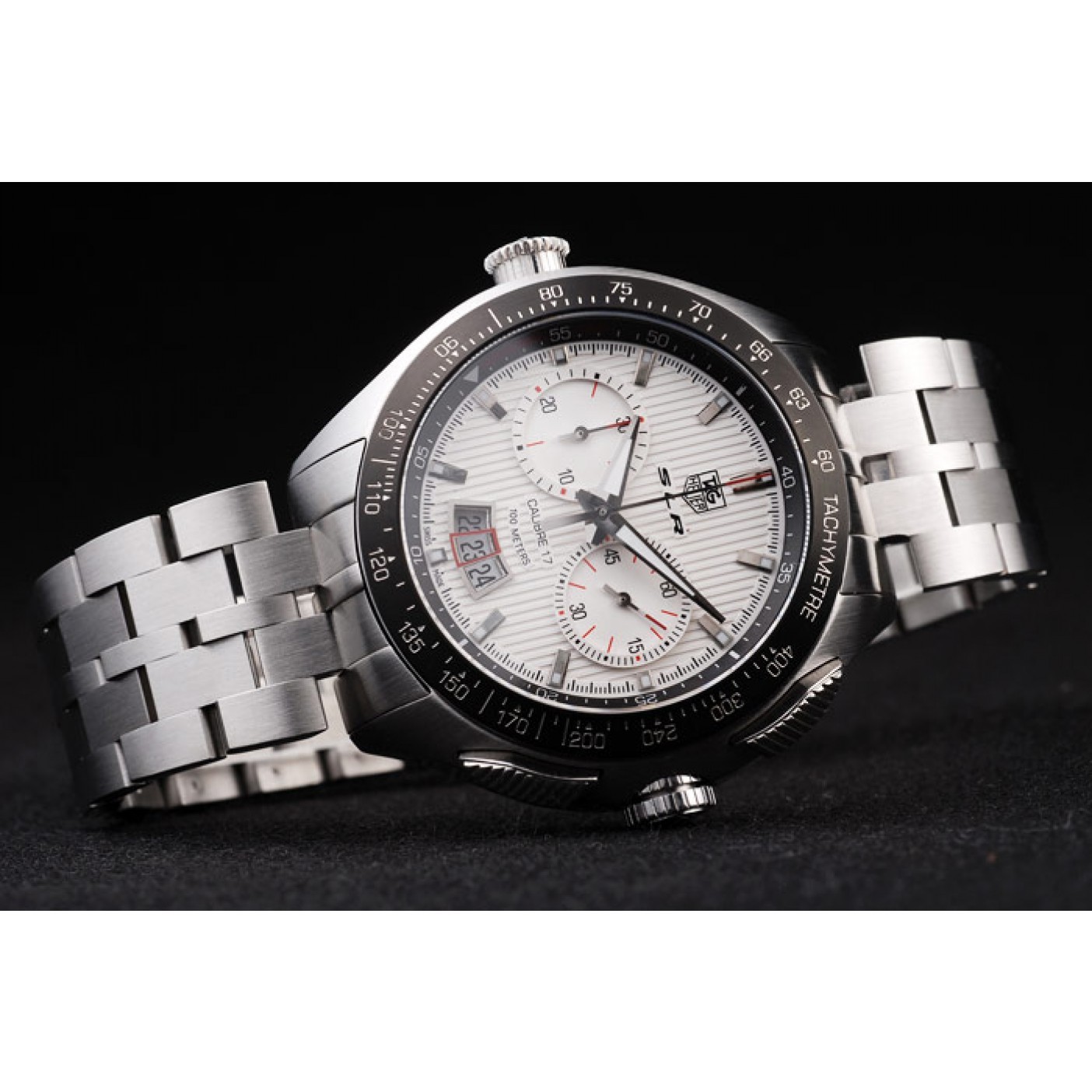 MiroTime Tag Heuer Swiss SLR Tachymeter Bezel Stainless Steel White Dial