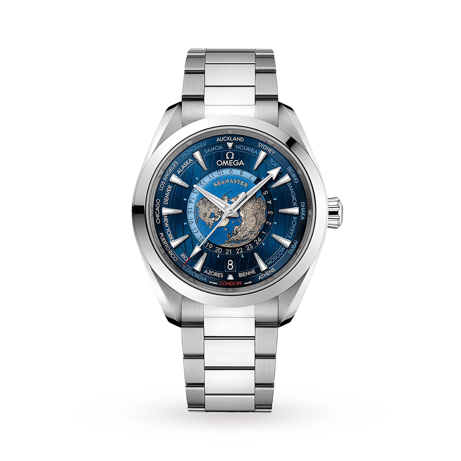 MiroTime Swiss Omega Seamaster Aqua Terra 150m Co-Axial GMT Worldtimer 43mm Mens Watch O22010432203001