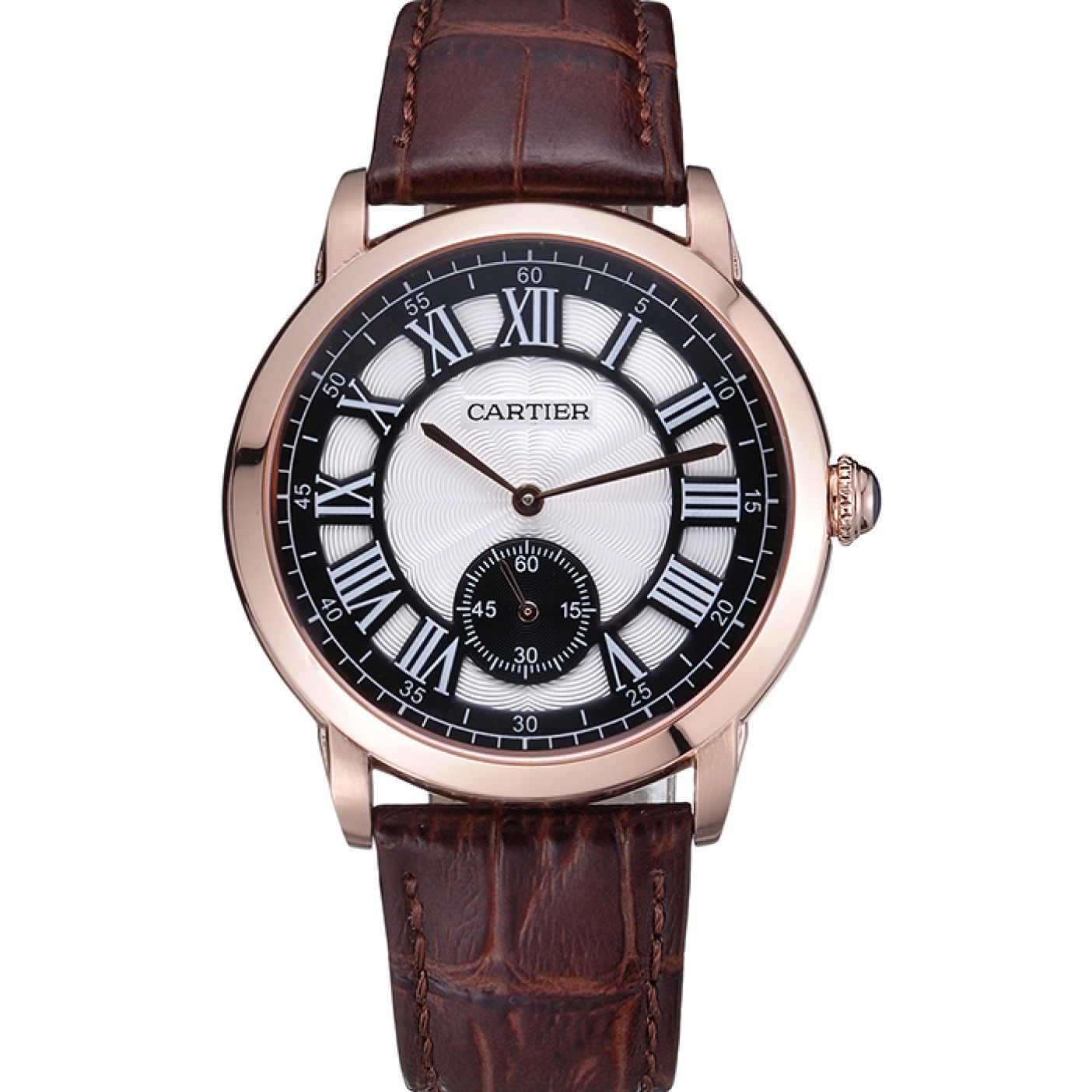 MiroTime Cartier Ronde Louis White Dial Brown Leather Strap 621976