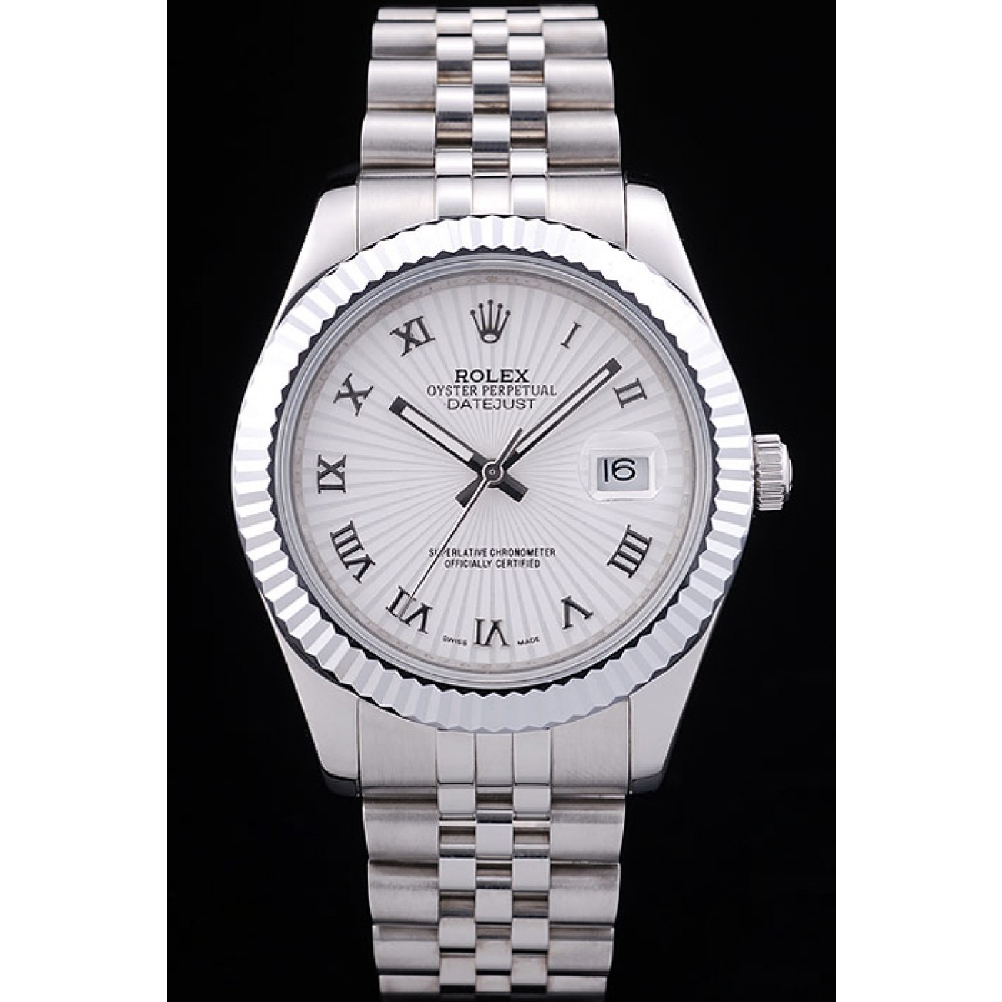 MiroTime Rolex Datejust White Radial Dial Ribbed Bezel 7478