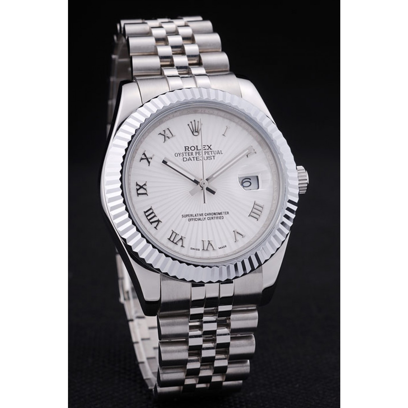 MiroTime Rolex Datejust White Radial Dial Ribbed Bezel 7478