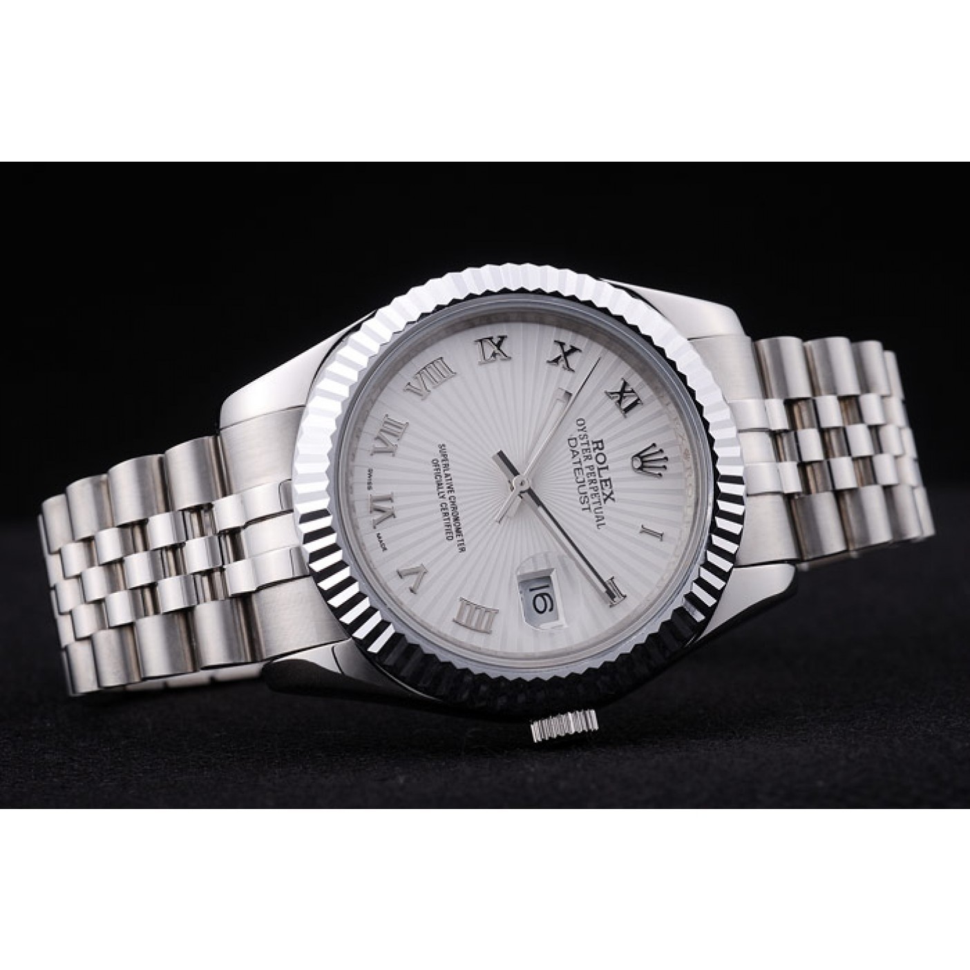 MiroTime Rolex Datejust White Radial Dial Ribbed Bezel 7478