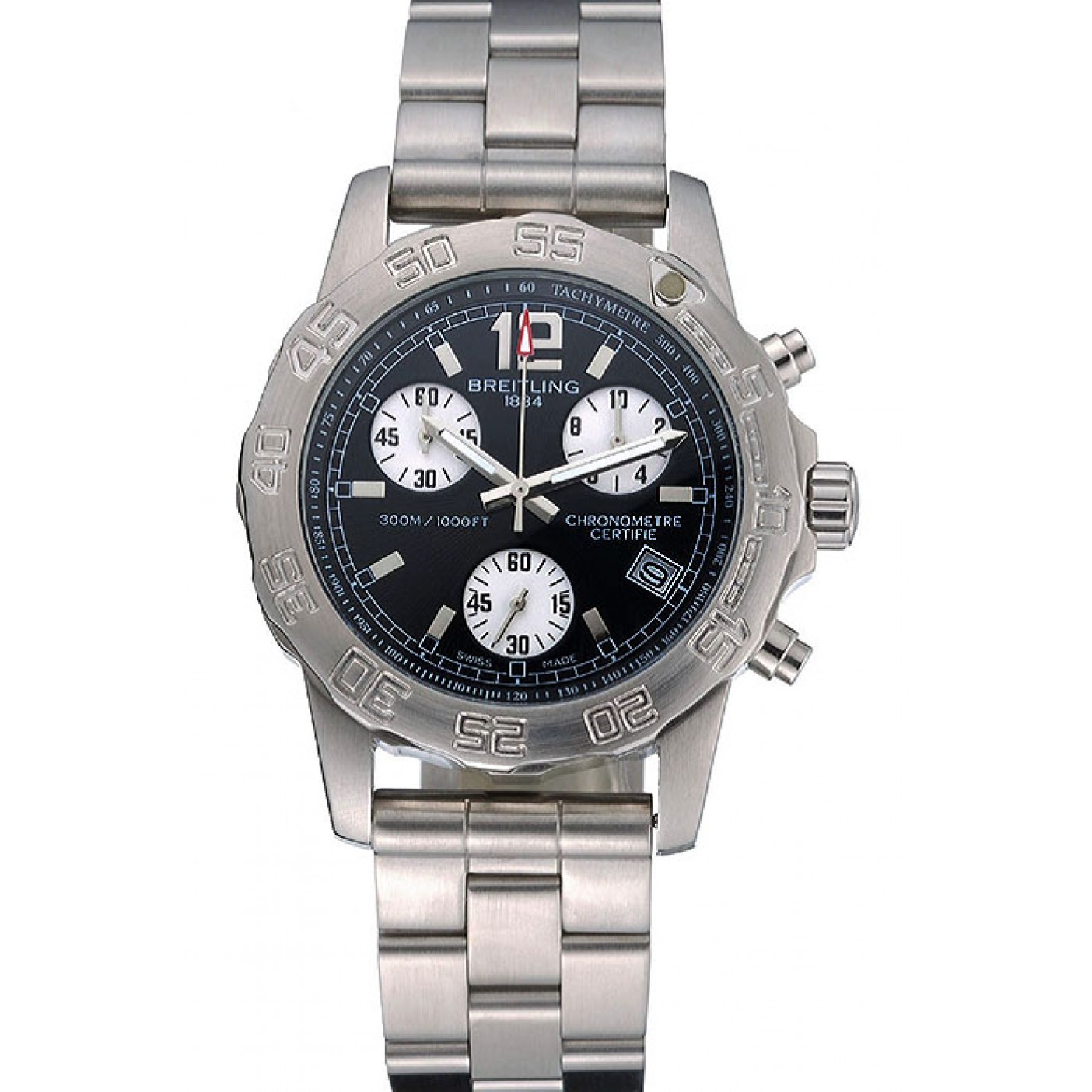 MiroTime Breitling Colt Chronograph II Black Dial Stainless Steel Bracelet 622427