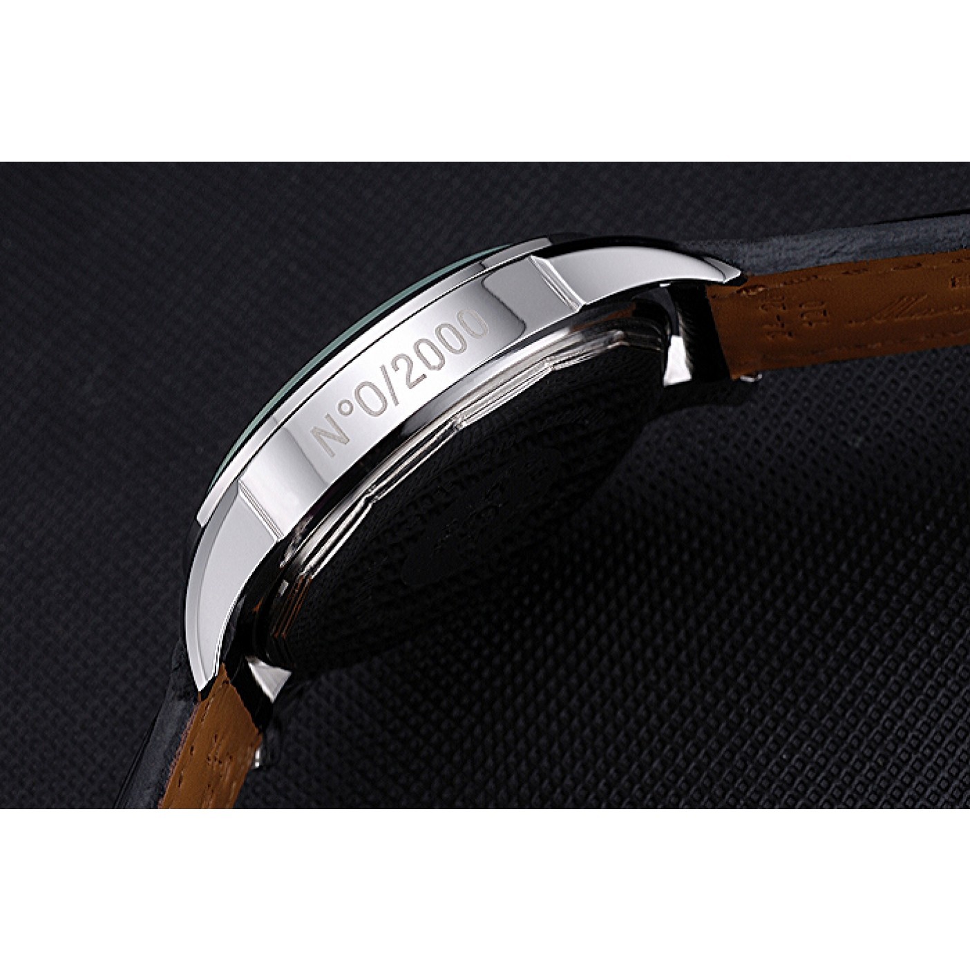 MiroTime Breitling Transocean Chronograph Unitime Black Dial Stainless Steel Case Black Leather Bracelet 622242