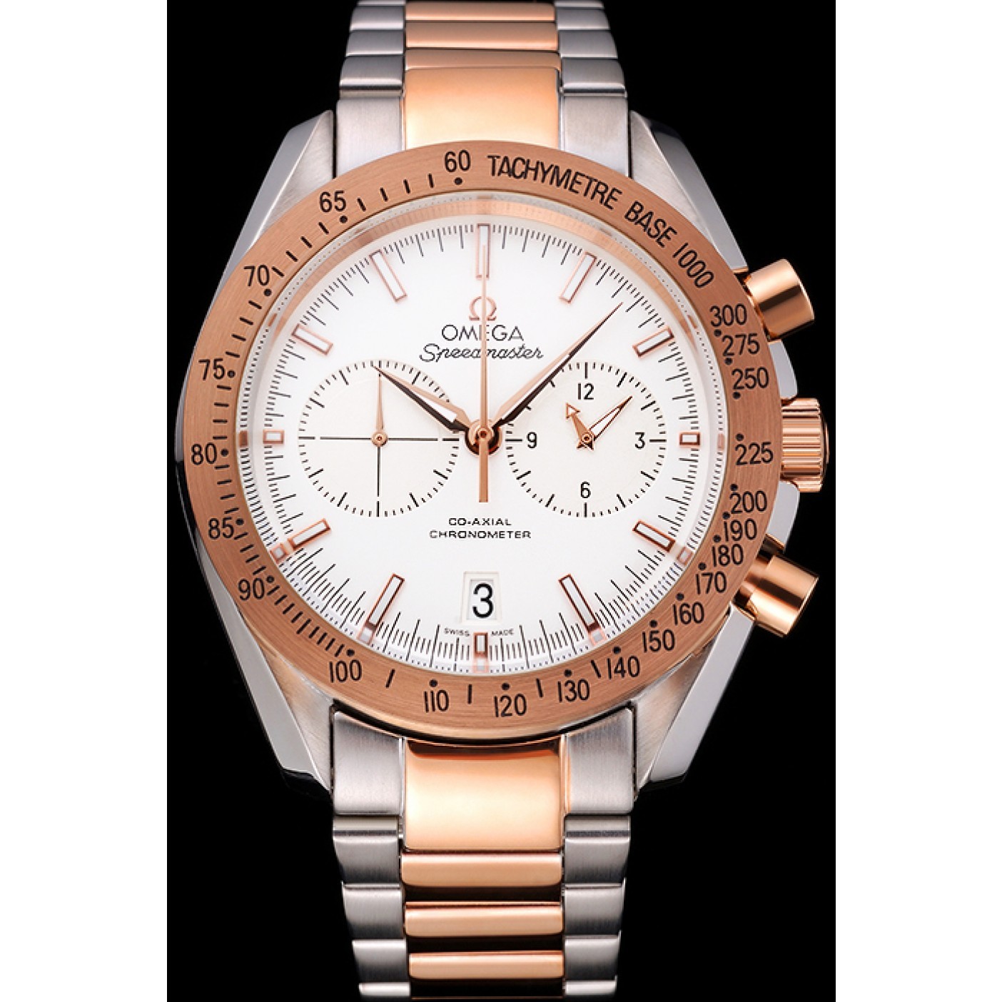 MiroTime Omega Speedmaster White Dial Gold Bezel Stainless Steel Case Two Tone Bracelet 622803