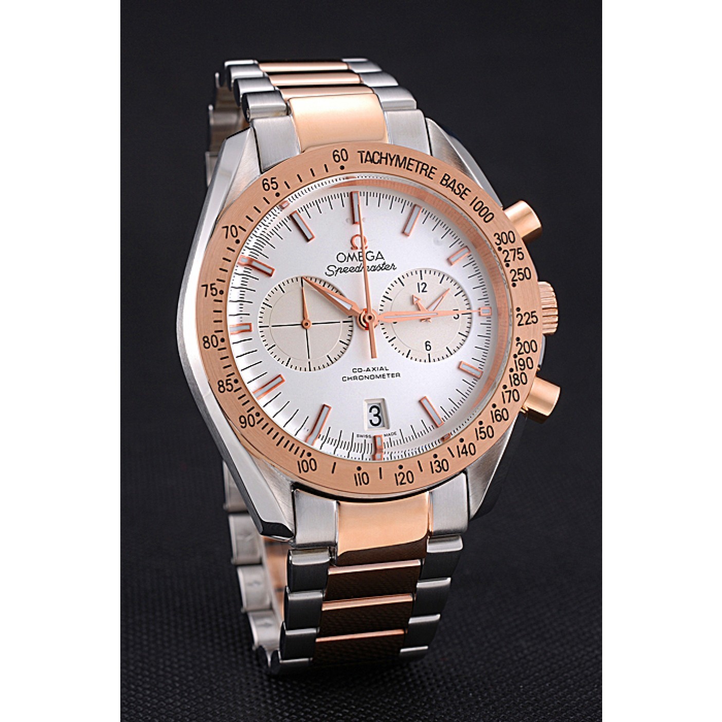 MiroTime Omega Speedmaster White Dial Gold Bezel Stainless Steel Case Two Tone Bracelet 622803